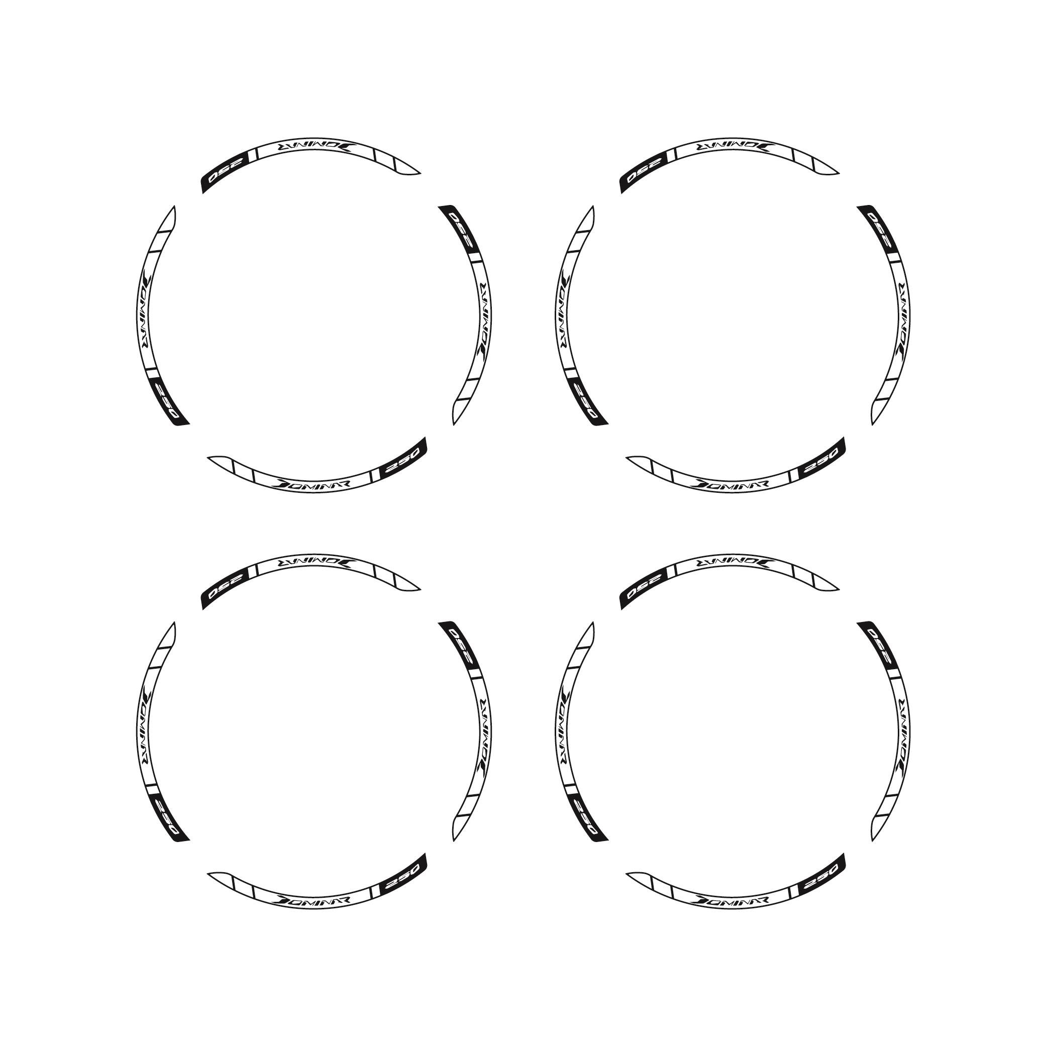 Bajaj Dominar 250 Baskılı Jant Dışı Şerit Motosiklet Sticker Etiket Modeli Beyaz