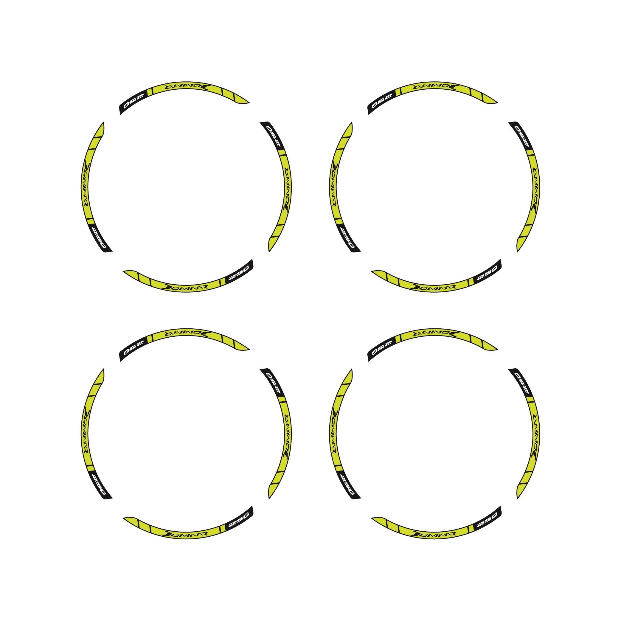 Bajaj Dominar 250 Baskılı Jant Dışı Şerit Motosiklet Sticker Etiket Modeli Sarı