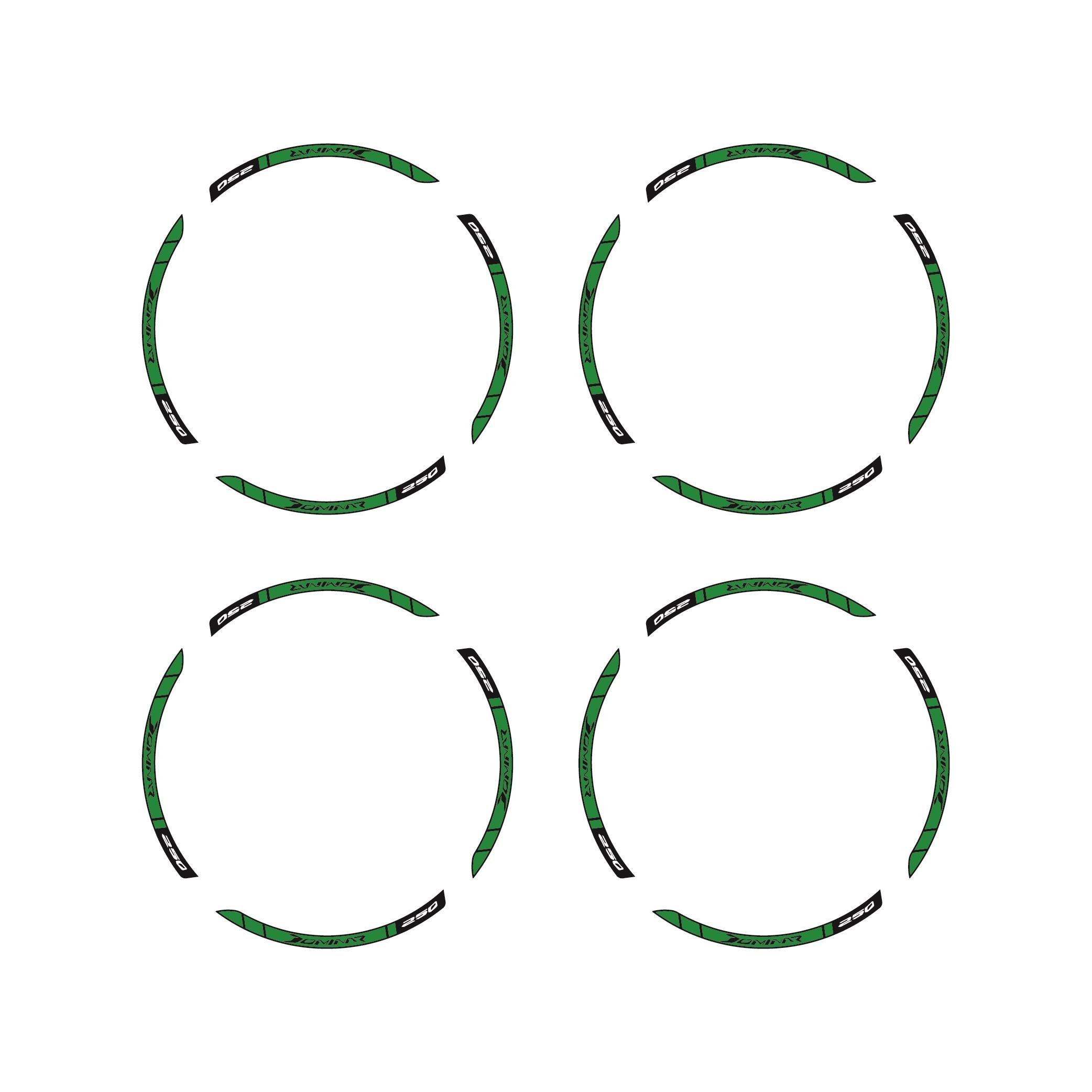 Bajaj Dominar 250 Baskılı Jant Dışı Şerit Motosiklet Sticker Etiket Modeli Yeşil