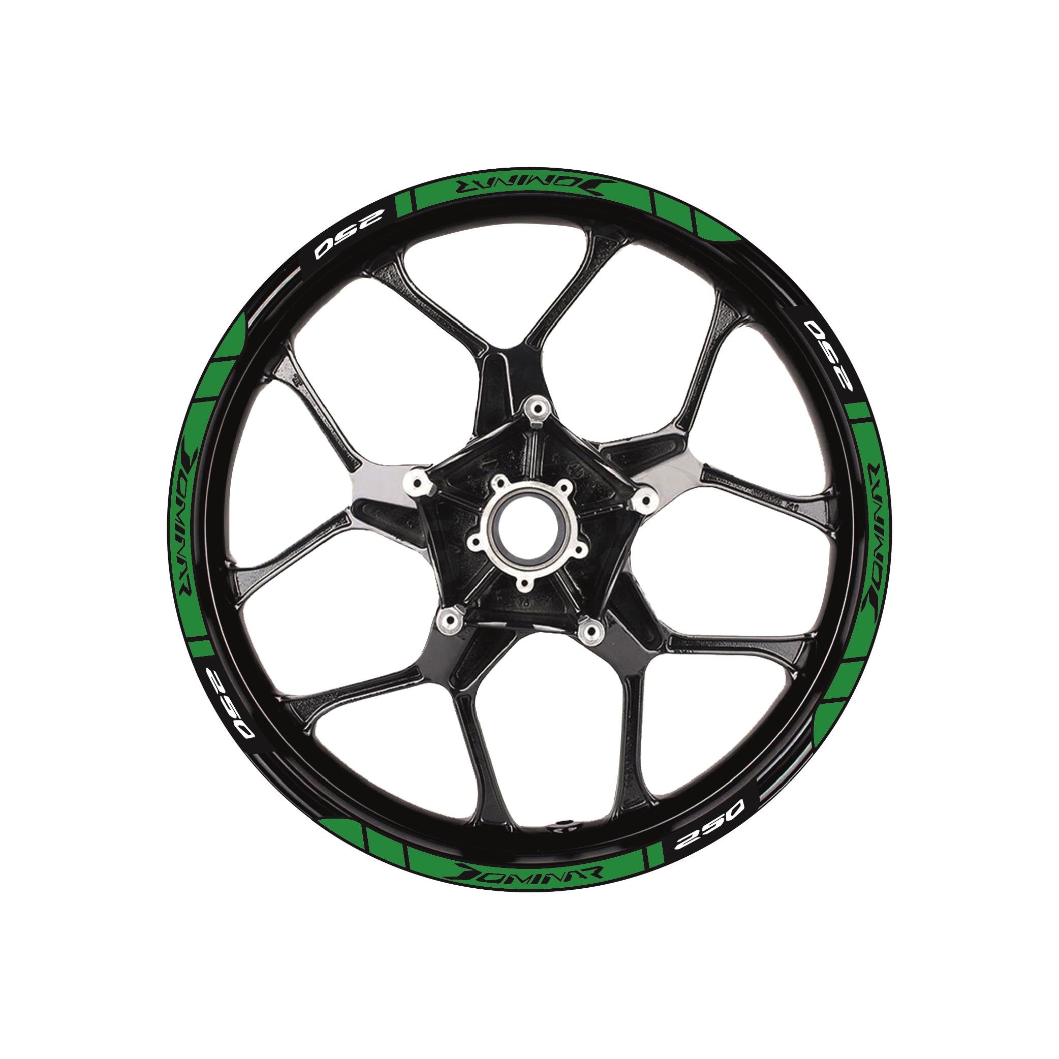 Bajaj Dominar 250 Baskılı Jant Dışı Şerit Motosiklet Sticker Etiket Modeli Yeşil