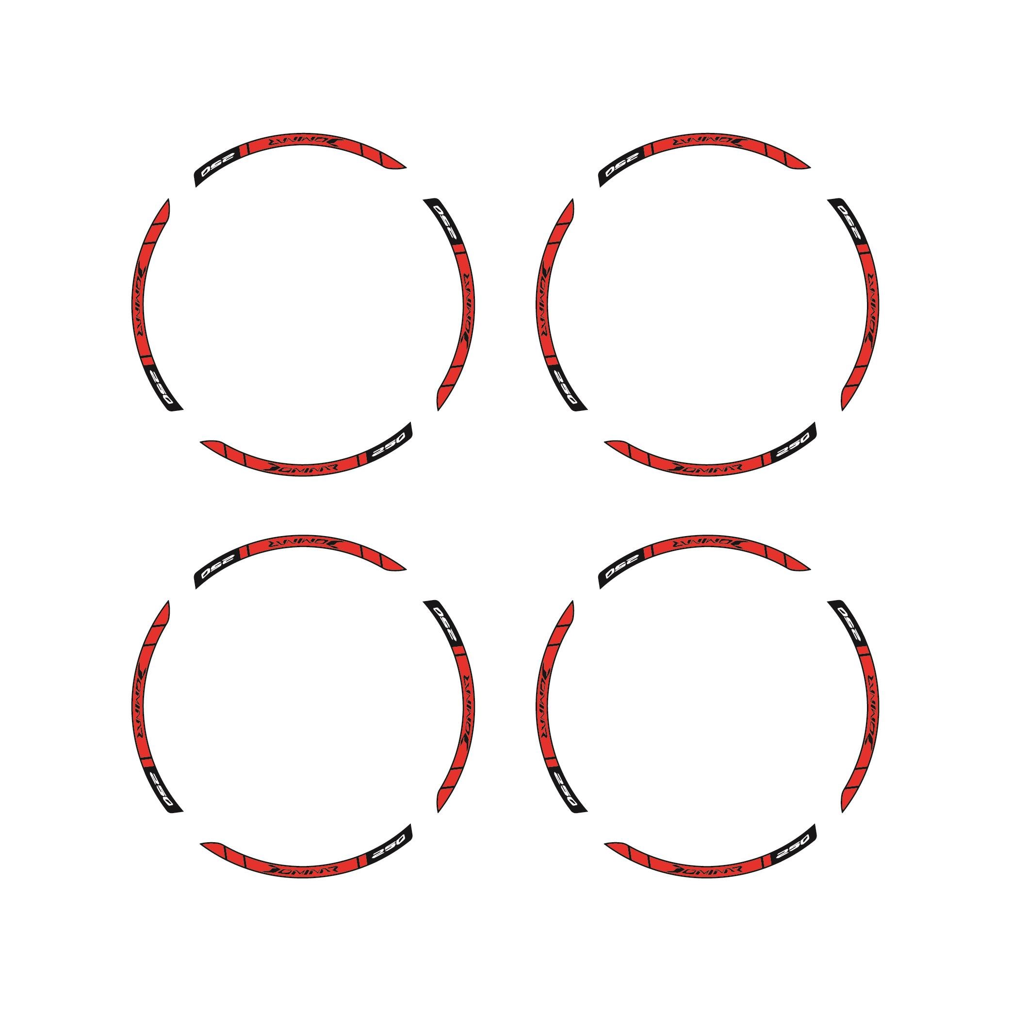 Bajaj Dominar 250 Baskılı Jant Dışı Şerit Motosiklet Sticker Etiket Modeli Kırmızı