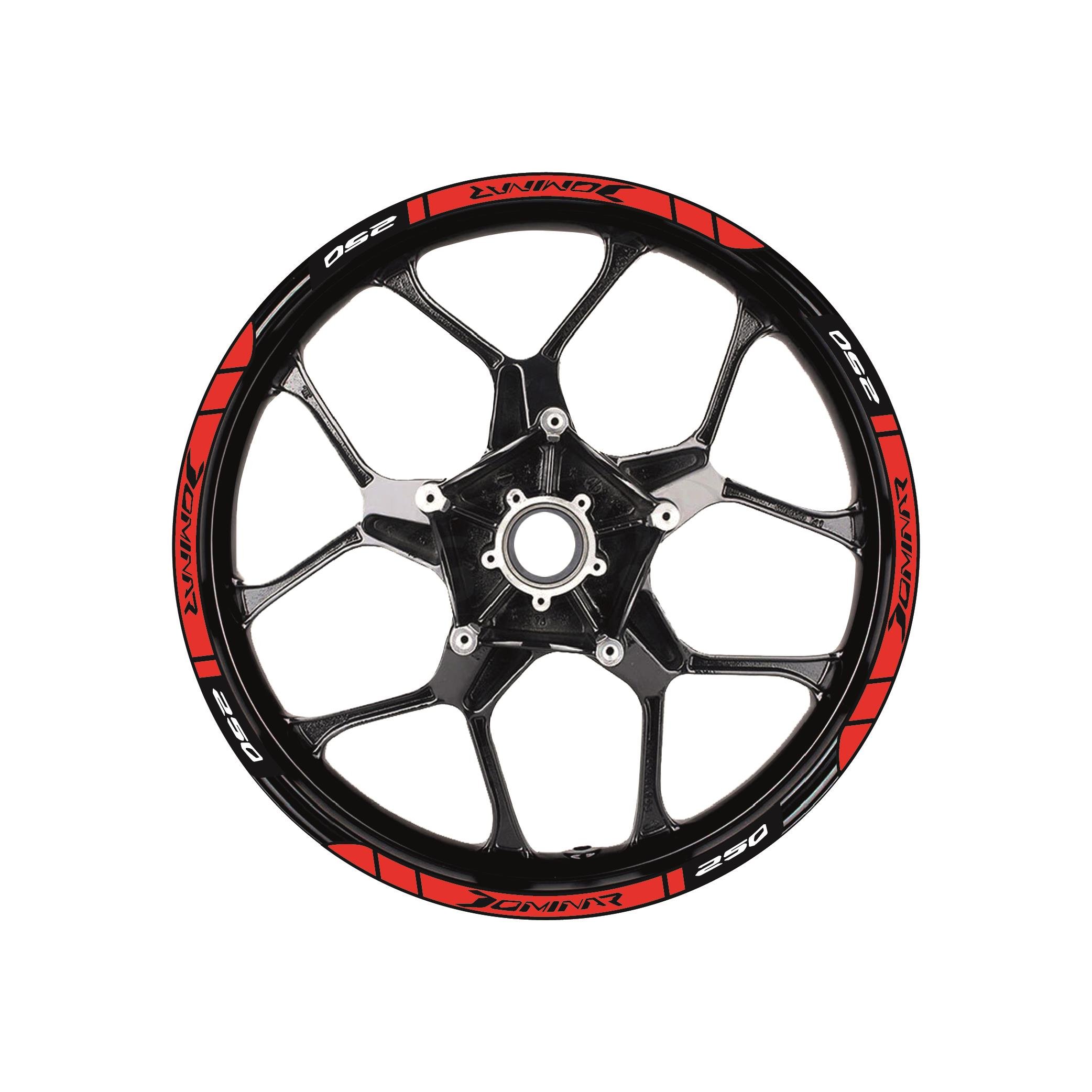 Bajaj Dominar 250 Baskılı Jant Dışı Şerit Motosiklet Sticker Etiket Modeli Kırmızı