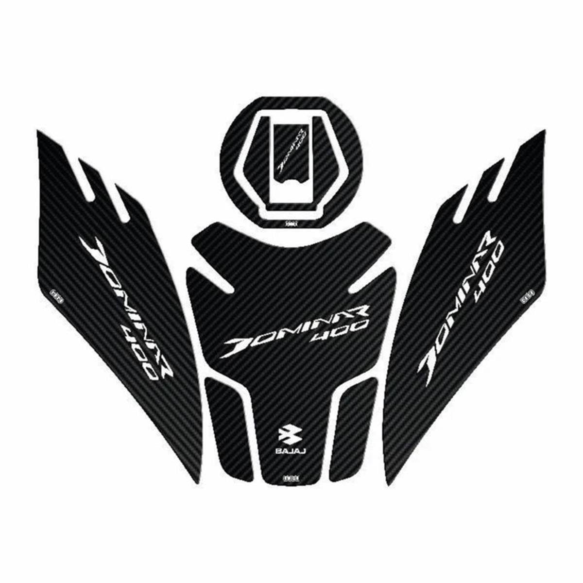 Bajaj Dominar 400 Carbon Black Tank Pad Set Sticker Etiket Model