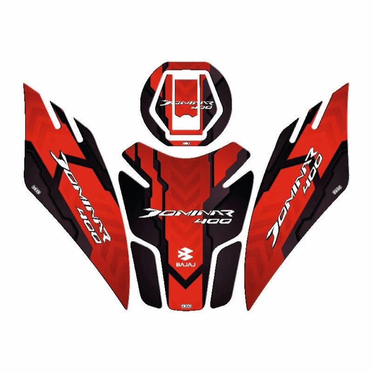 Bajaj Dominar 400  Red Lined Tank Pad Set Sticker Etiket Model
