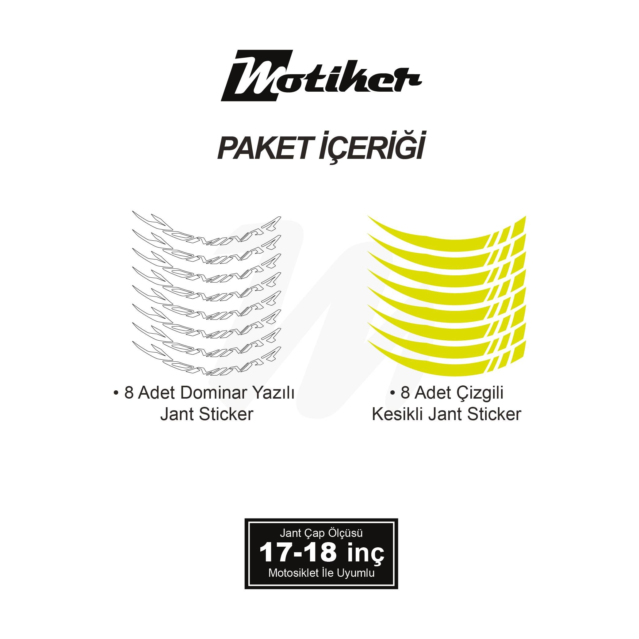 DominarBajaj Dominar Geniş Jant Sticker Modeli 16'lı Neon Sarı Beyaz