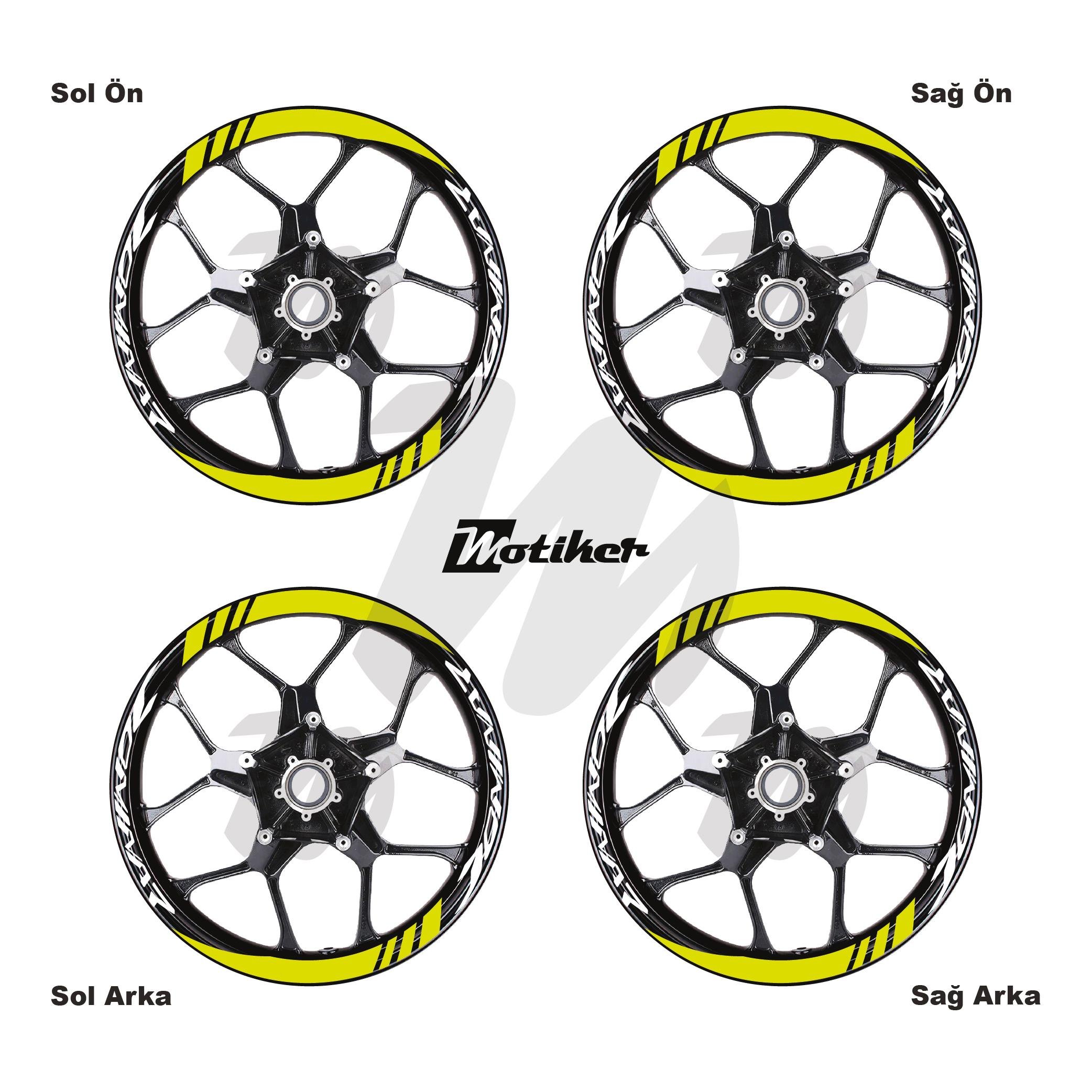 DominarBajaj Dominar Geniş Jant Sticker Modeli 16'lı Neon Sarı Beyaz