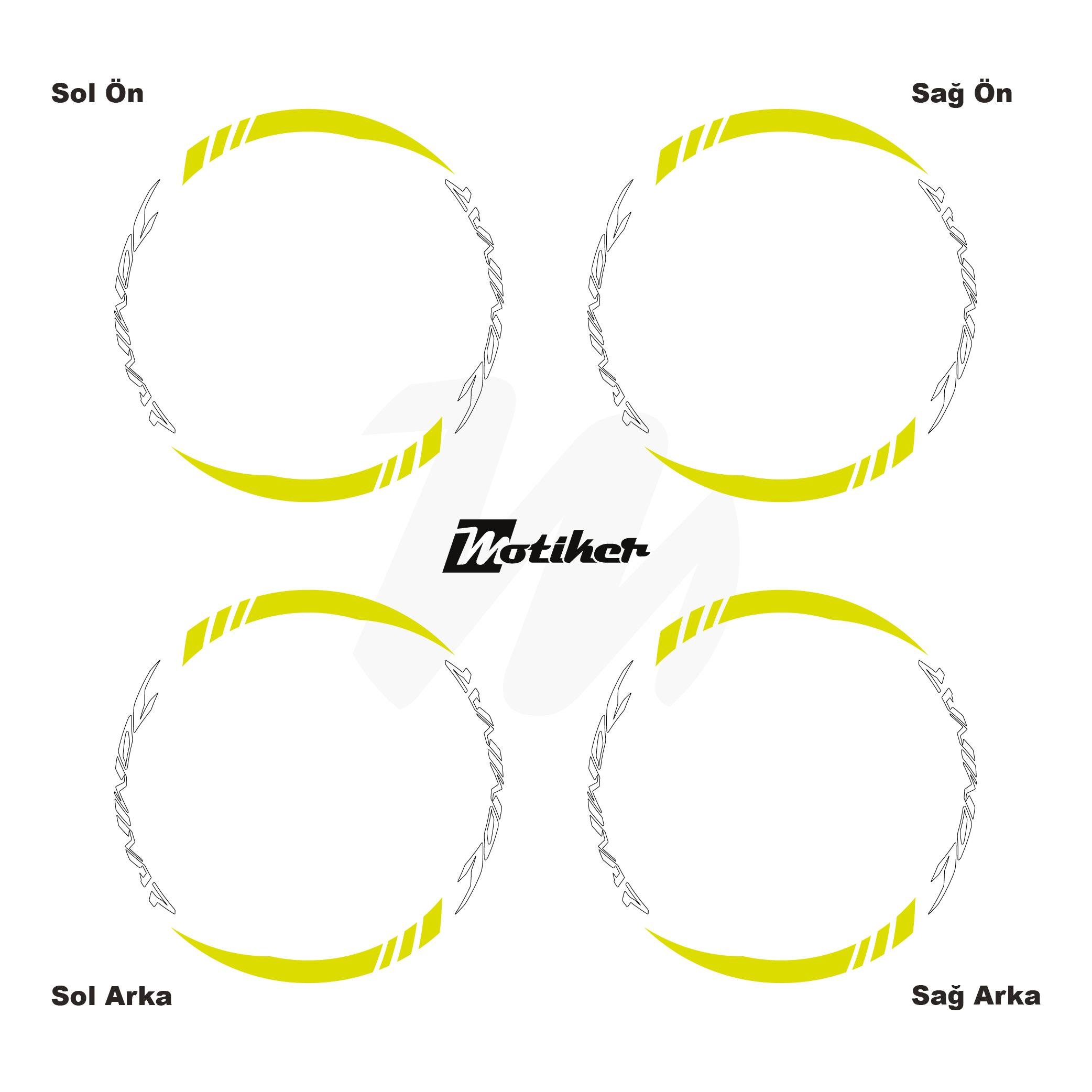 DominarBajaj Dominar Geniş Jant Sticker Modeli 16'lı Neon Sarı Beyaz