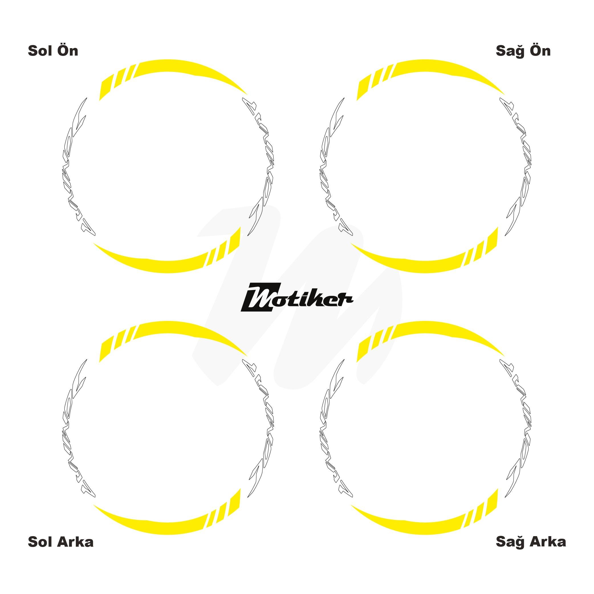 DominarBajaj Dominar Geniş Jant Sticker Modeli 16'lı Sarı Beyaz