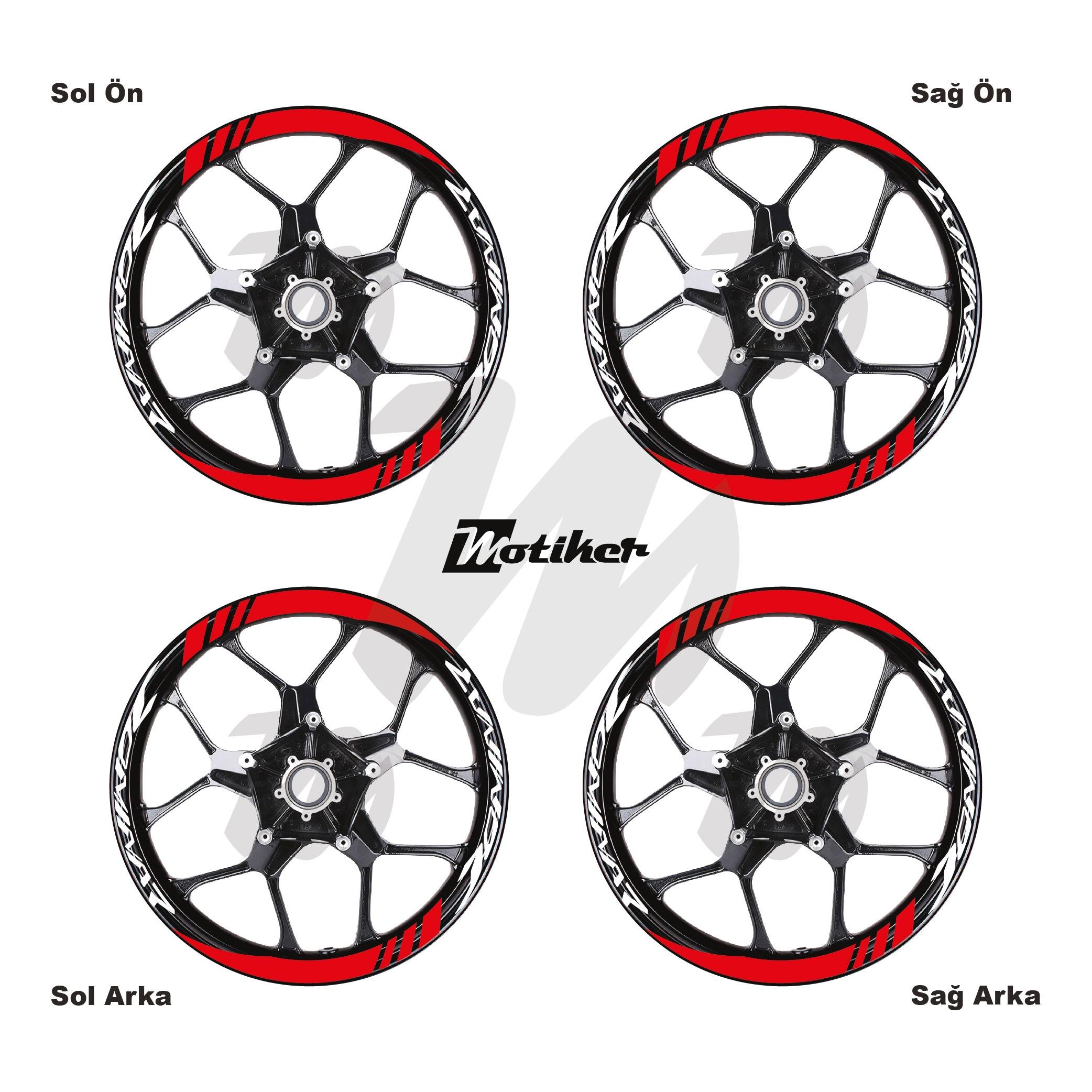 DominarBajaj Dominar Geniş Jant Sticker Modeli 16'lı Kırmızı Beyaz