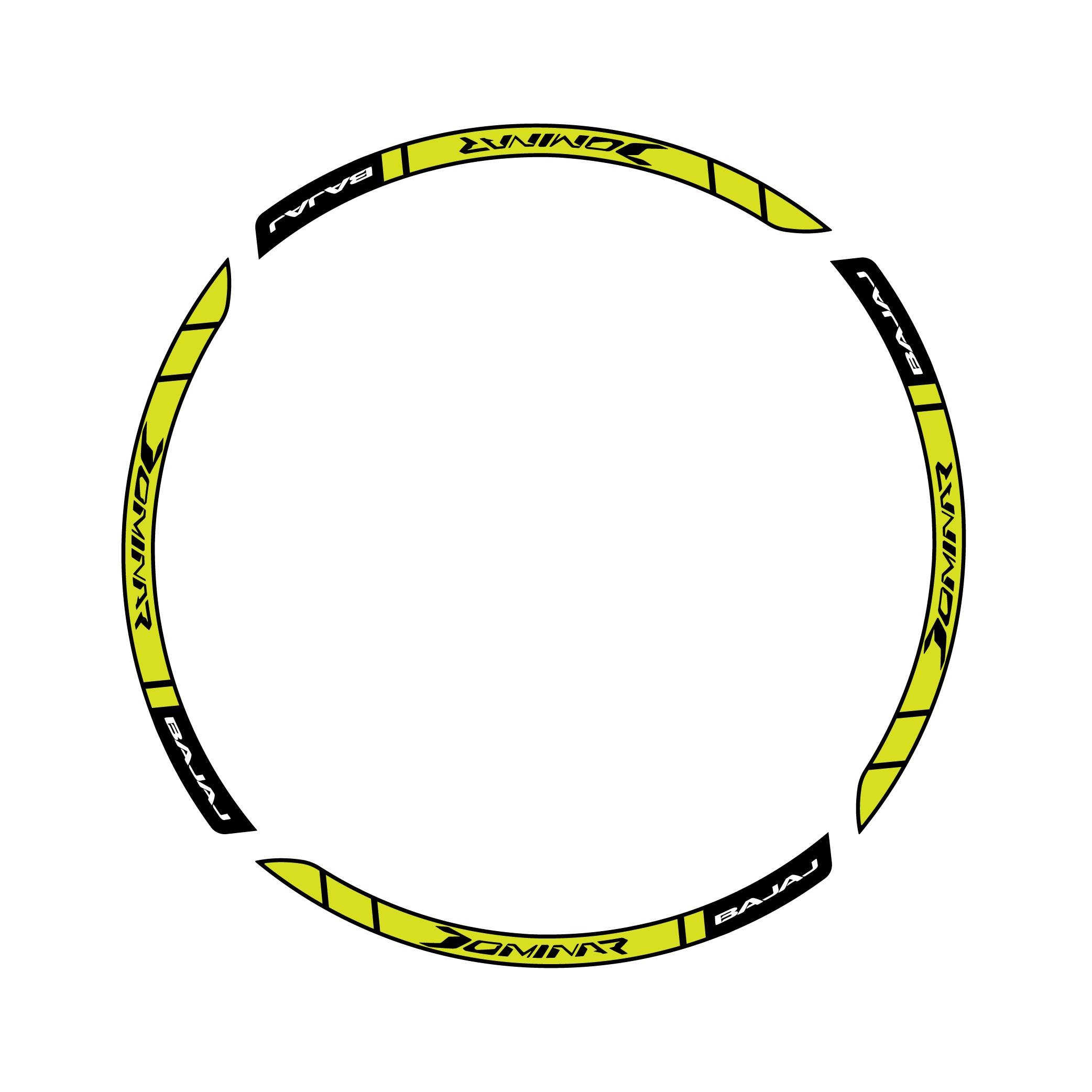 Bajaj Dominar Neon Sarı Beyaz Jant Sticker Modeli