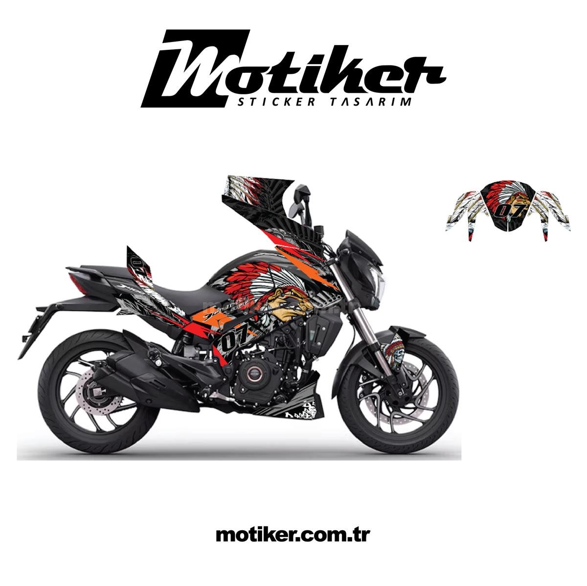 Bajaj Dominar Red Indian Sticker Etiket Kaplama Model