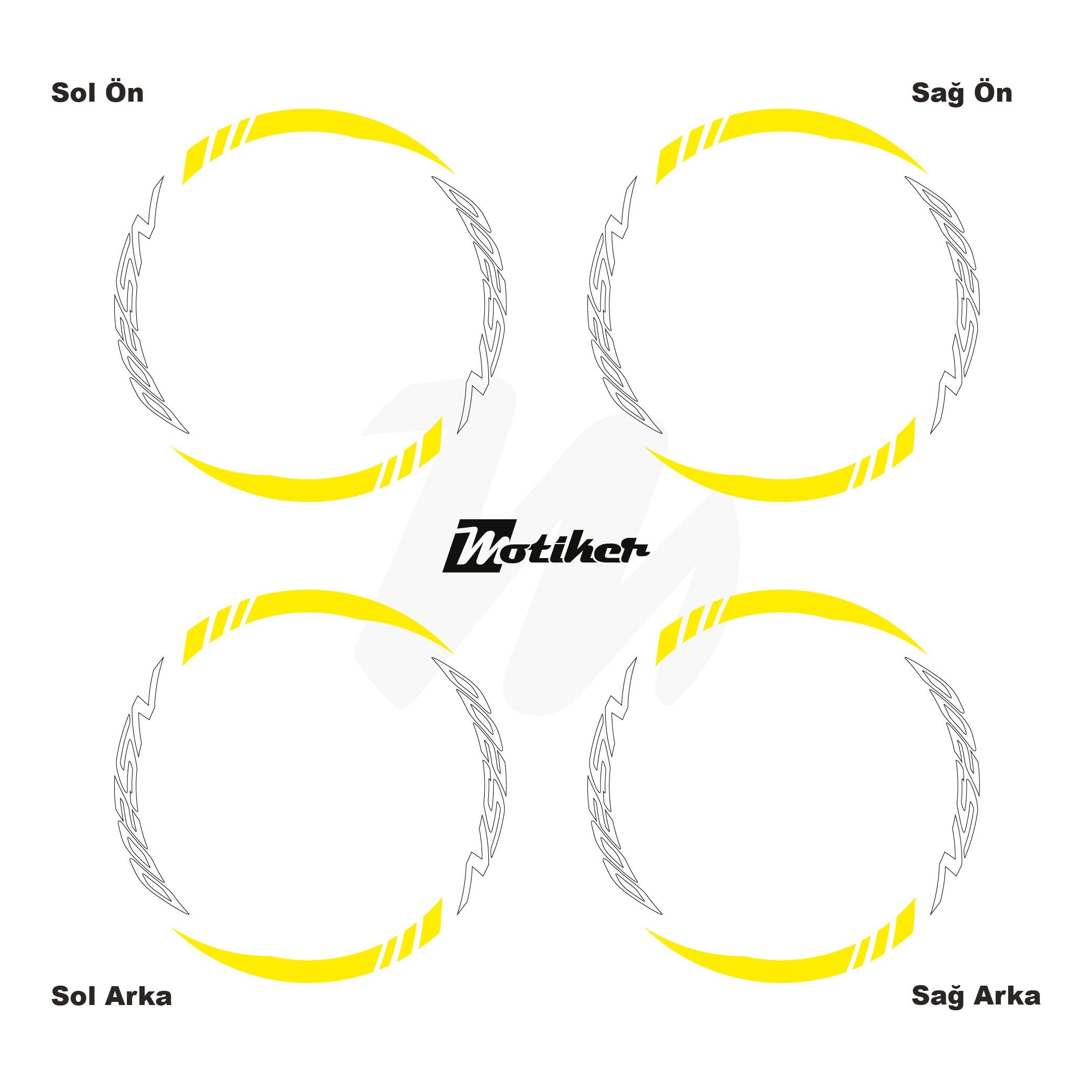 PULSAR NS 200Bajaj NS200 Geniş Jant Sticker Modeli 16'lı Sarı Beyaz