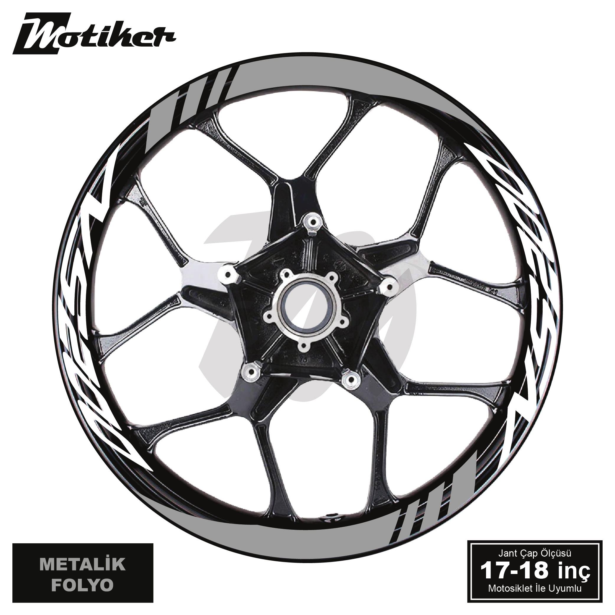 PULSAR NS 200Bajaj NS200 Geniş Jant Sticker Modeli 16'lı Gümüş Gri Beyaz