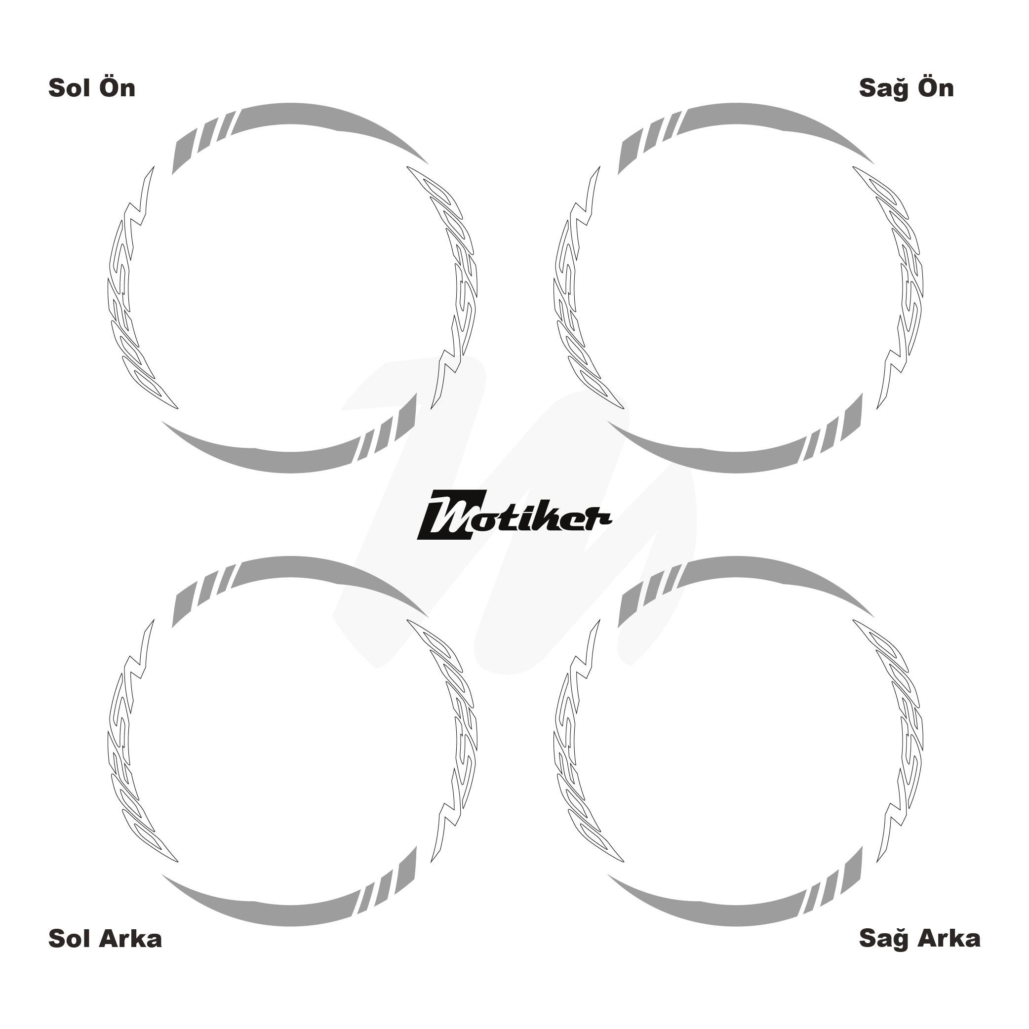 PULSAR NS 200Bajaj NS200 Geniş Jant Sticker Modeli 16'lı Gümüş Gri Beyaz