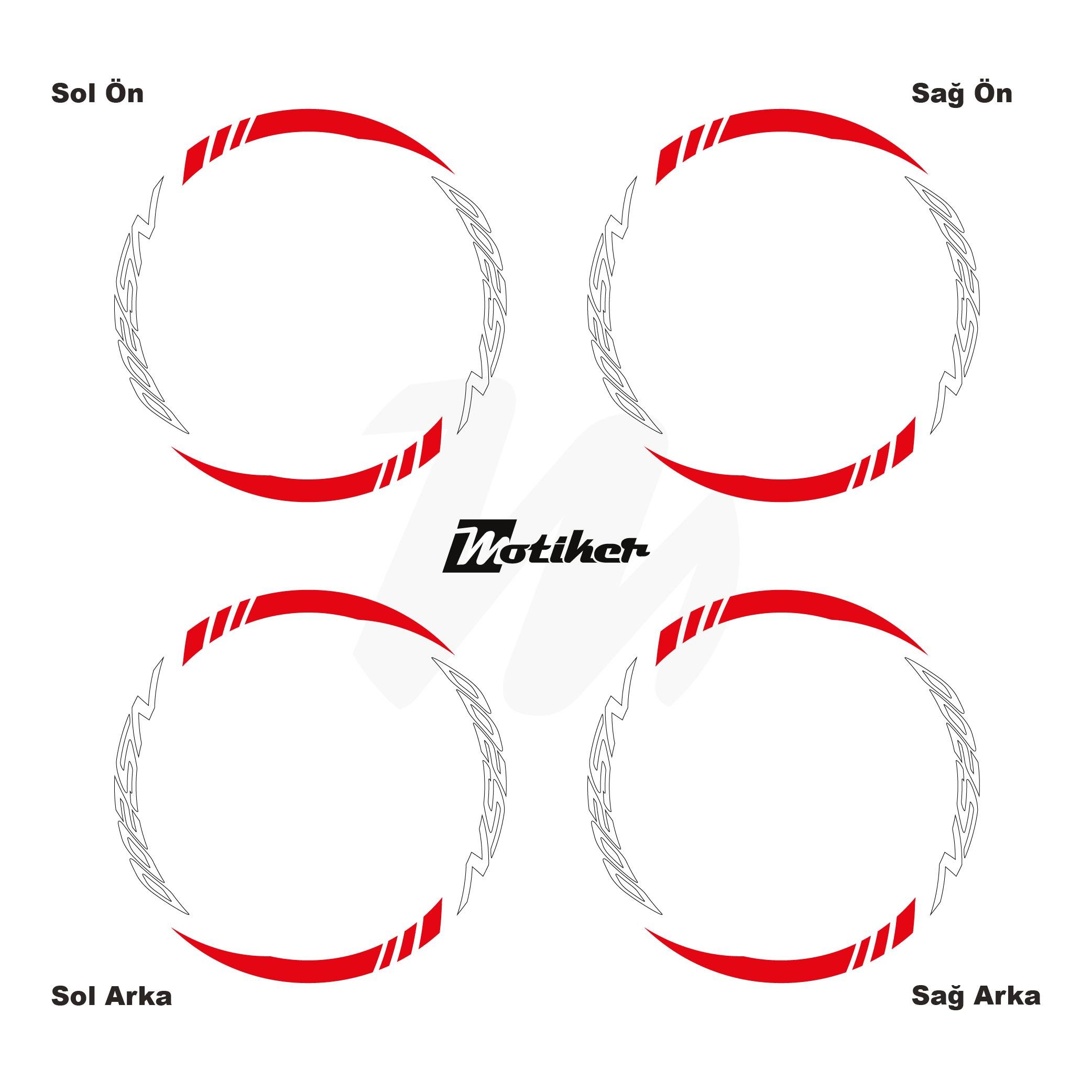 PULSAR NS 200Bajaj NS200 Geniş Jant Sticker Modeli 16'lı Kırmızı Beyaz