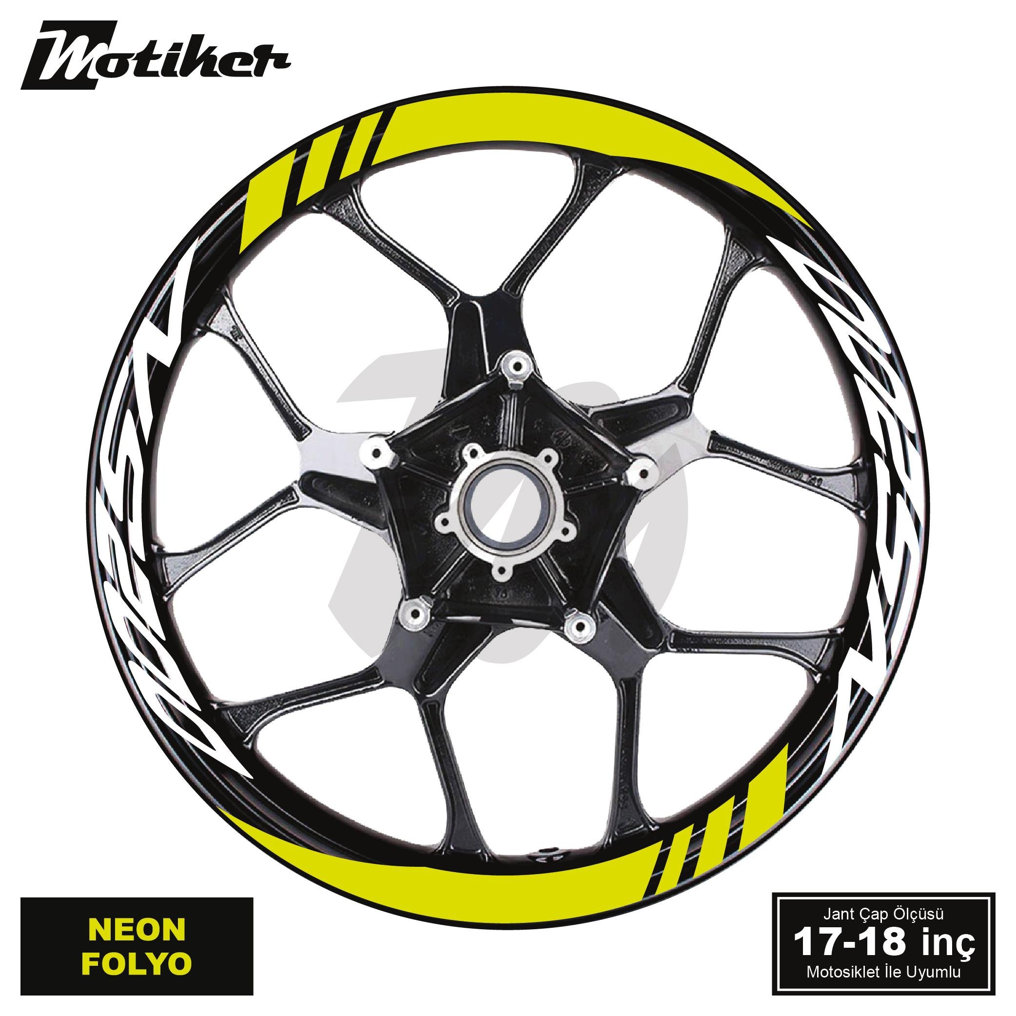 PULSAR NS 200Bajaj NS200 Geniş Jant Sticker Modeli 16'lı Neon Sarı Beyaz