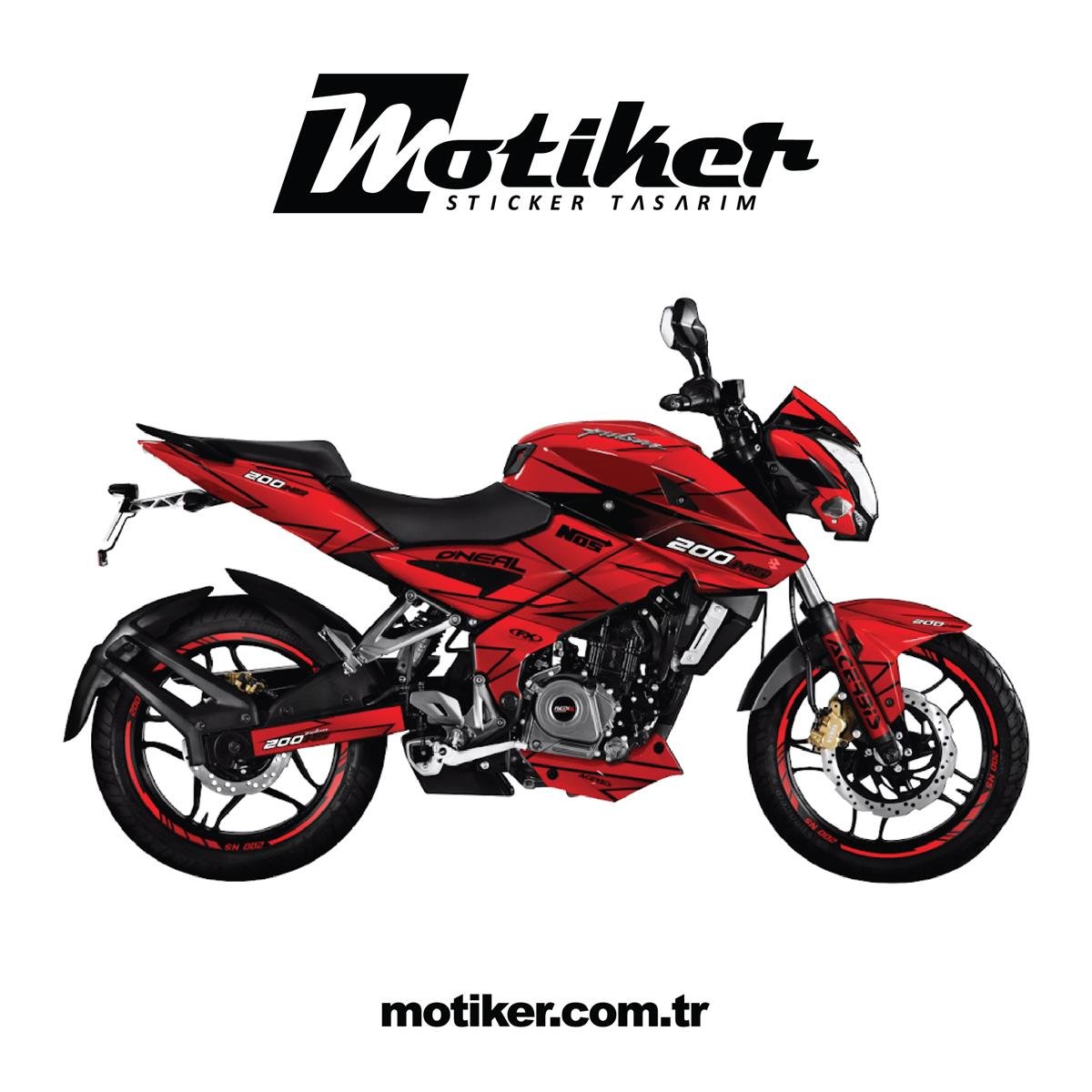 Bajaj NS200 Oneal Sticker Etiket Kaplama Modeli