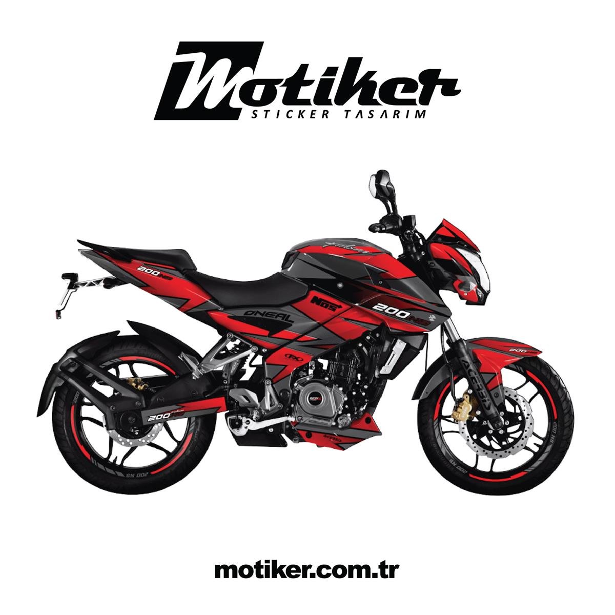 Bajaj NS200 Oneal Sticker Etiket Kaplama Modeli Çift Renk