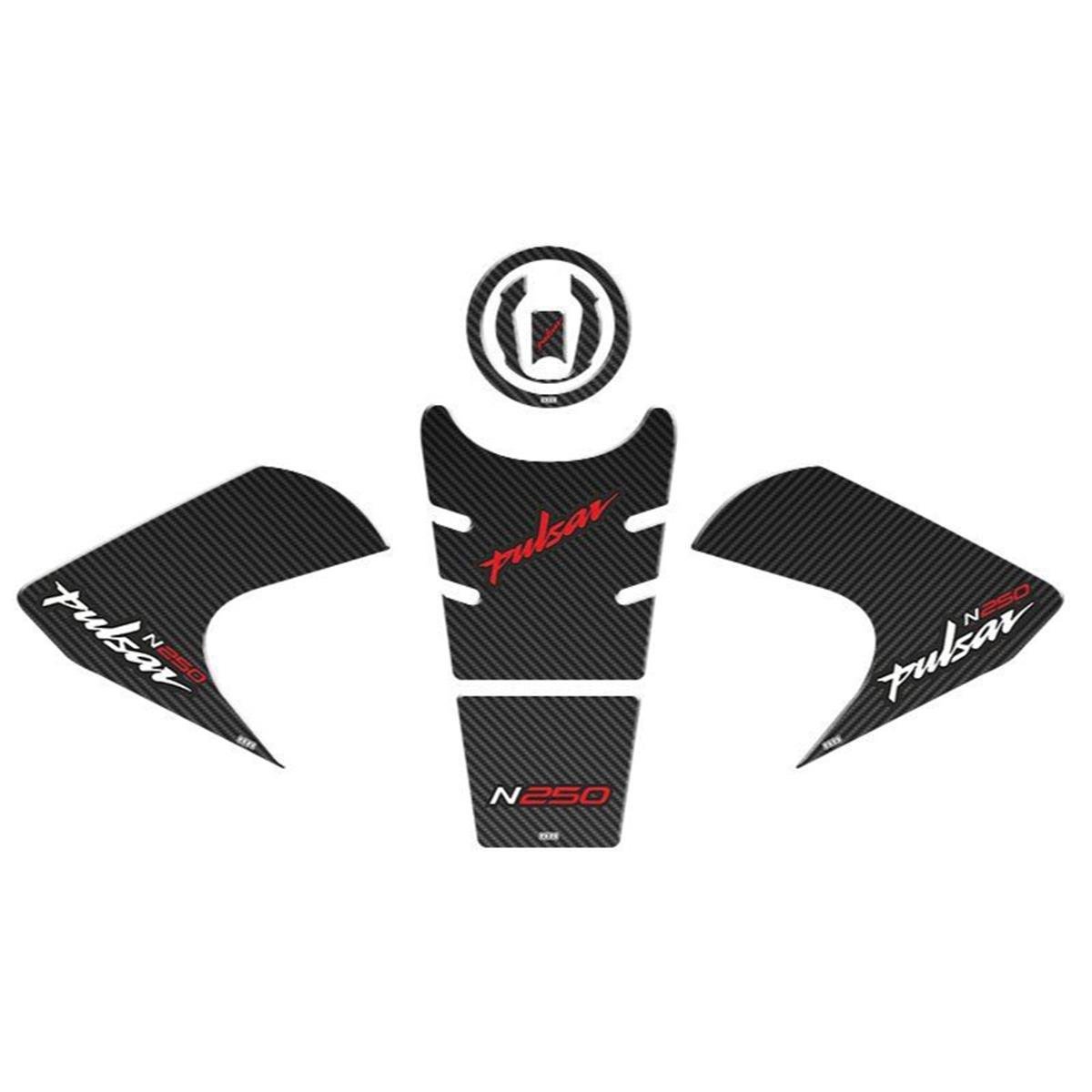 Bajaj Pulsar N250 Tank Pad Set Siyah-Kırmızı Sticker Etiket Modelleri