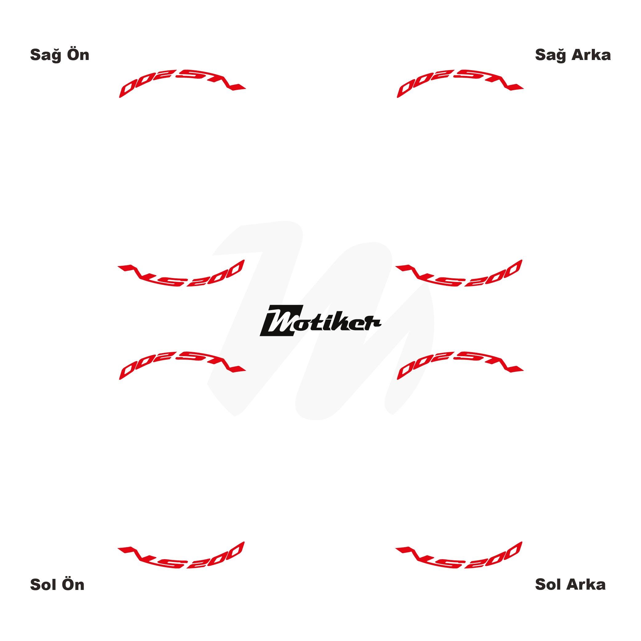 PULSAR NS 200Bajaj Pulsar NS 200 Yazılı 8 Li Jant İçi Yazı Sticker Kırmızı