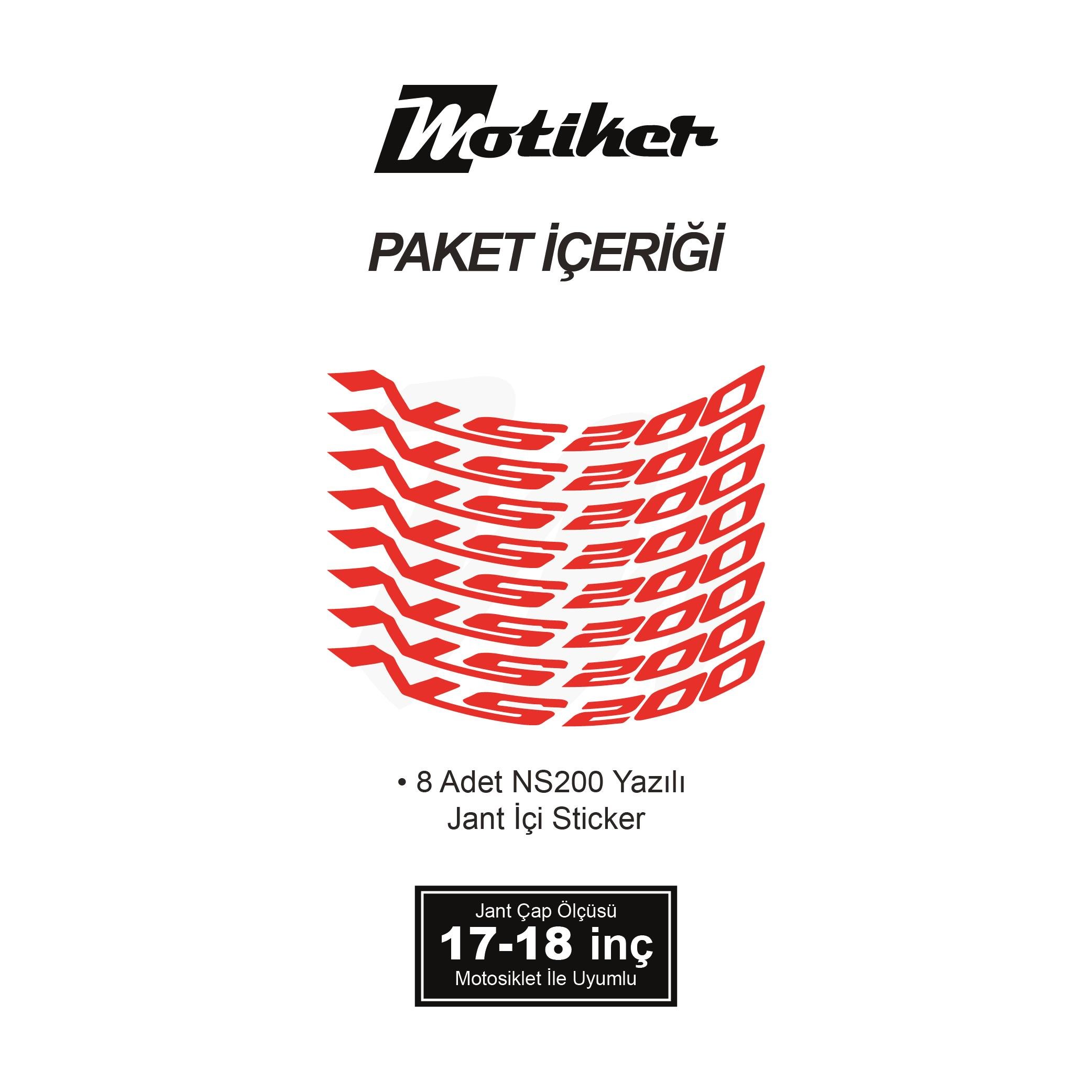 PULSAR NS 200Bajaj Pulsar NS 200 Yazılı 8 Li Jant İçi Yazı Sticker Neon Turuncu