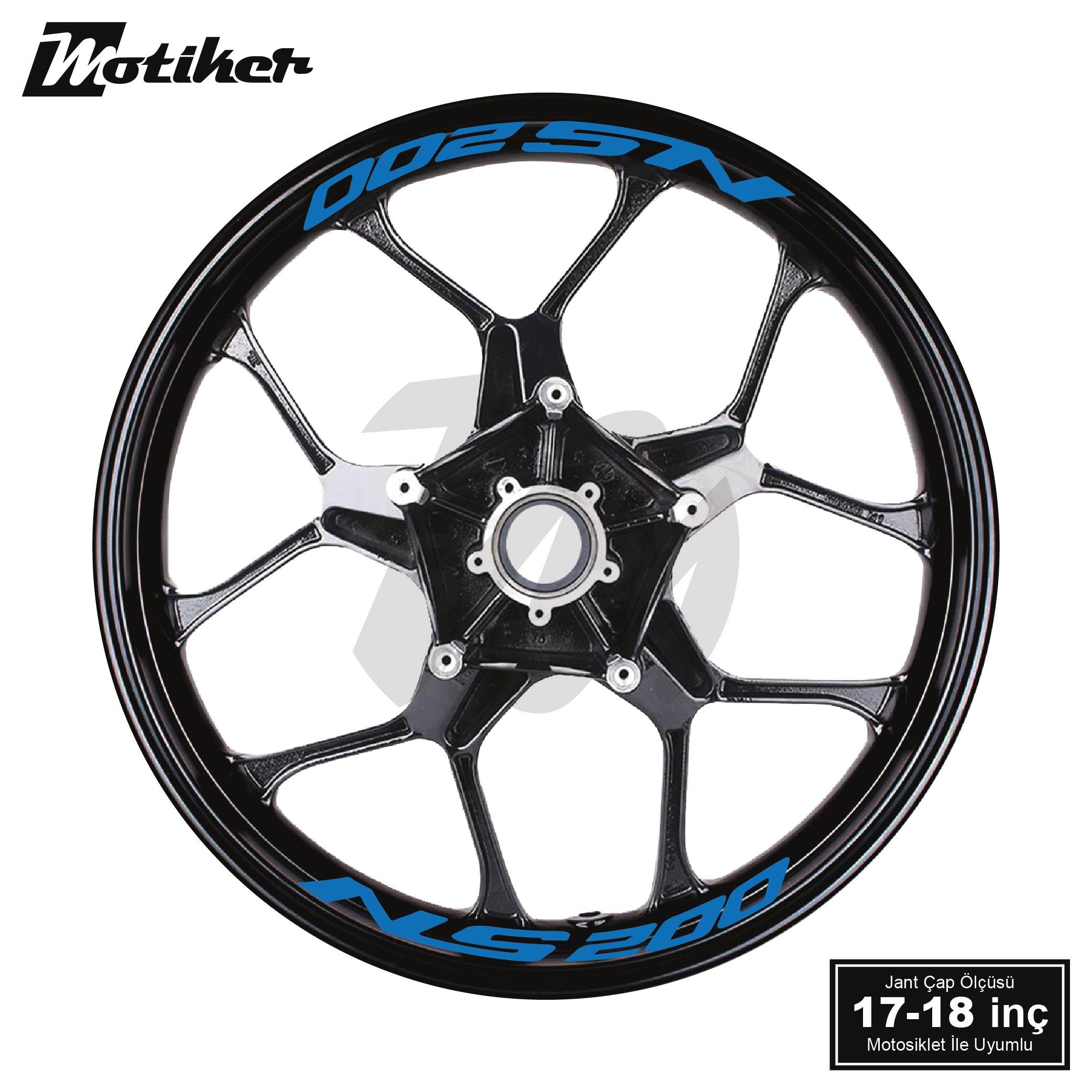 PULSAR NS 200Bajaj Pulsar NS 200 Yazılı 8 Li Jant İçi Yazı Sticker Mavi