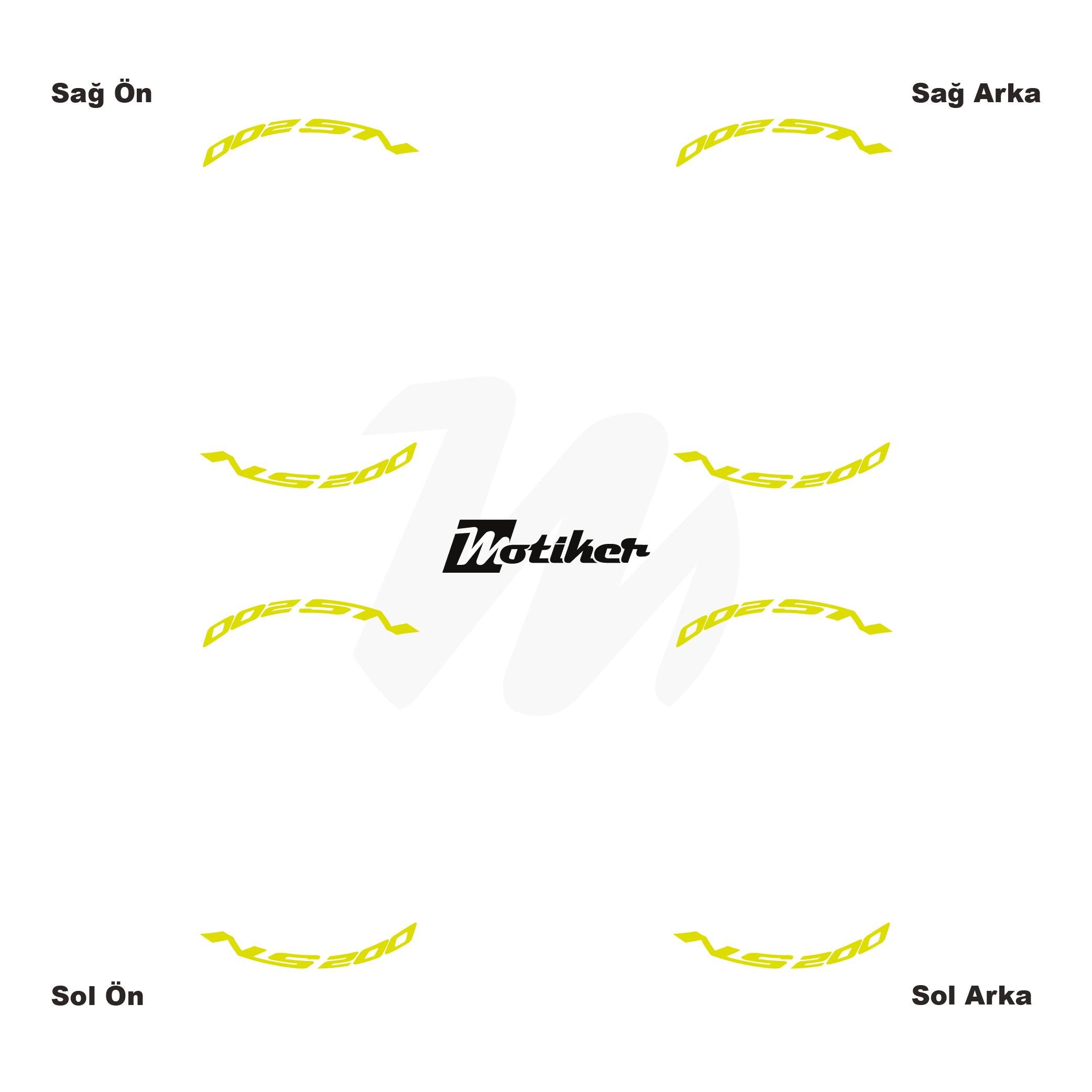 PULSAR NS 200Bajaj Pulsar NS 200 Yazılı 8 Li Jant İçi Yazı Sticker Neon Sarı