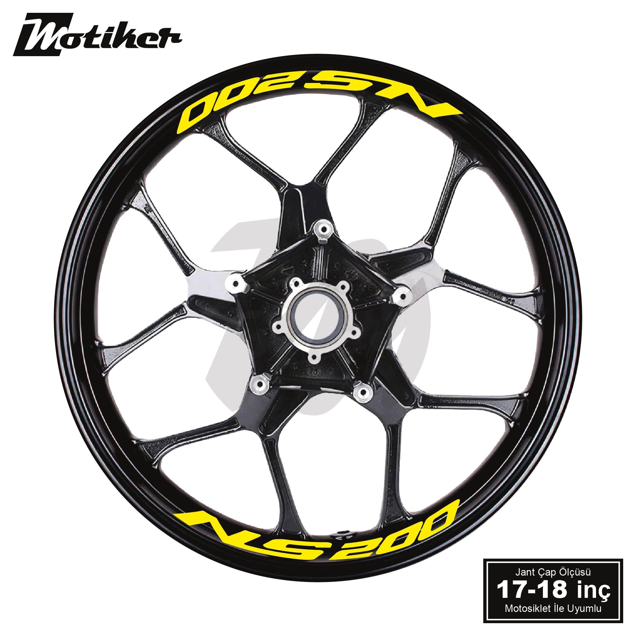 PULSAR NS 200Bajaj Pulsar NS 200 Yazılı 8 Li Jant İçi Yazı Sticker Sarı
