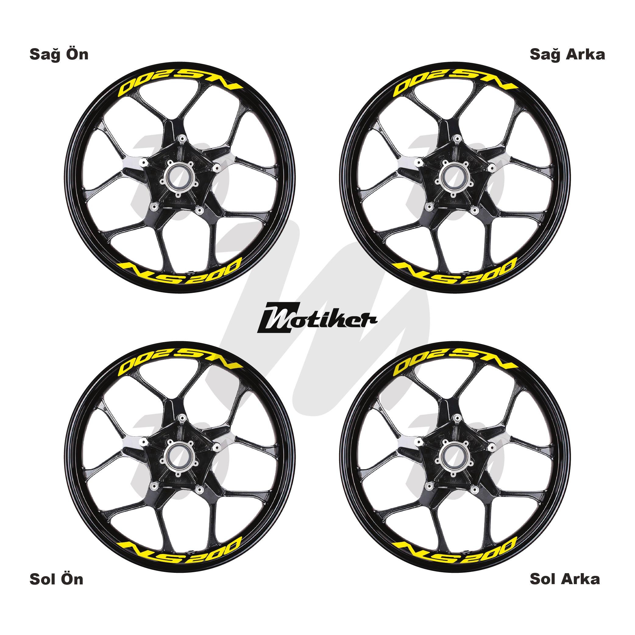 PULSAR NS 200Bajaj Pulsar NS 200 Yazılı 8 Li Jant İçi Yazı Sticker Sarı