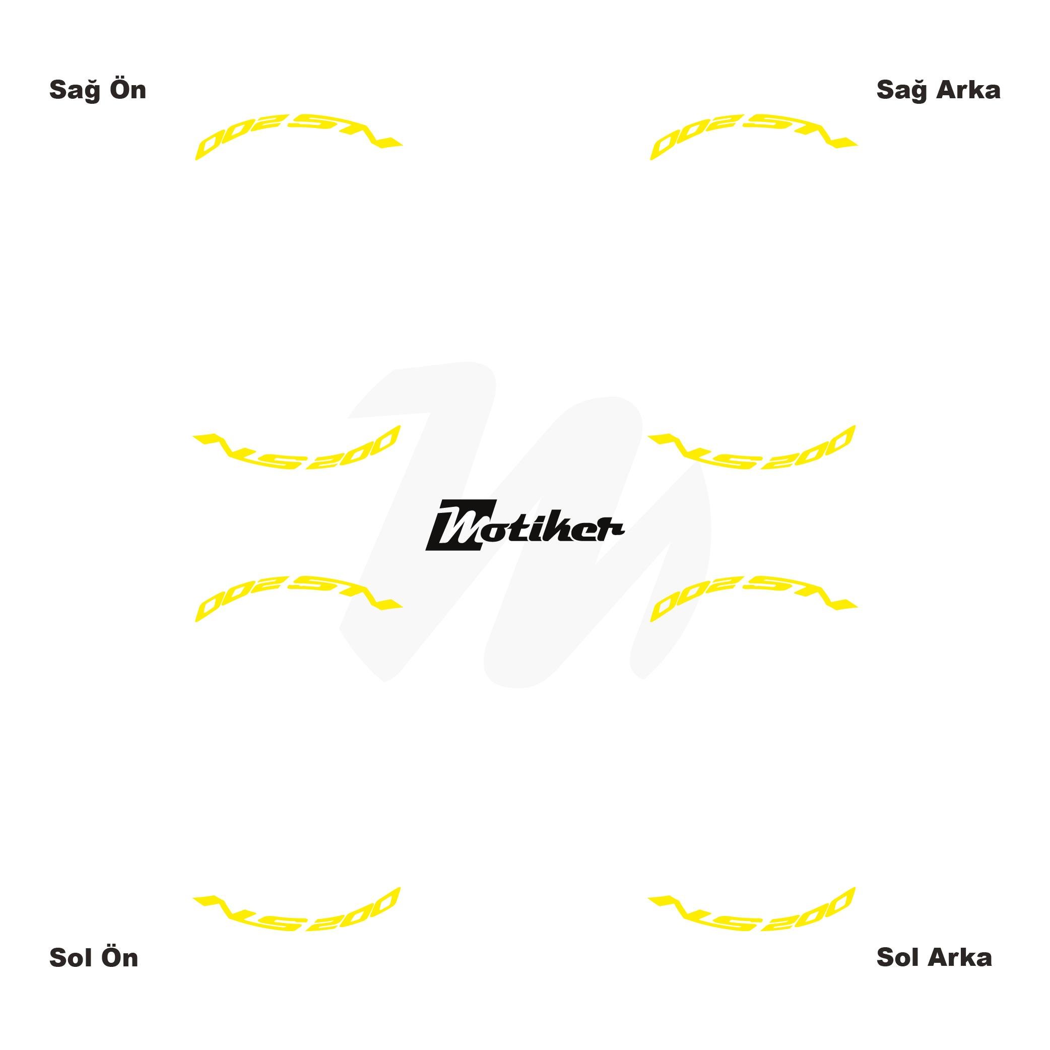 PULSAR NS 200Bajaj Pulsar NS 200 Yazılı 8 Li Jant İçi Yazı Sticker Sarı