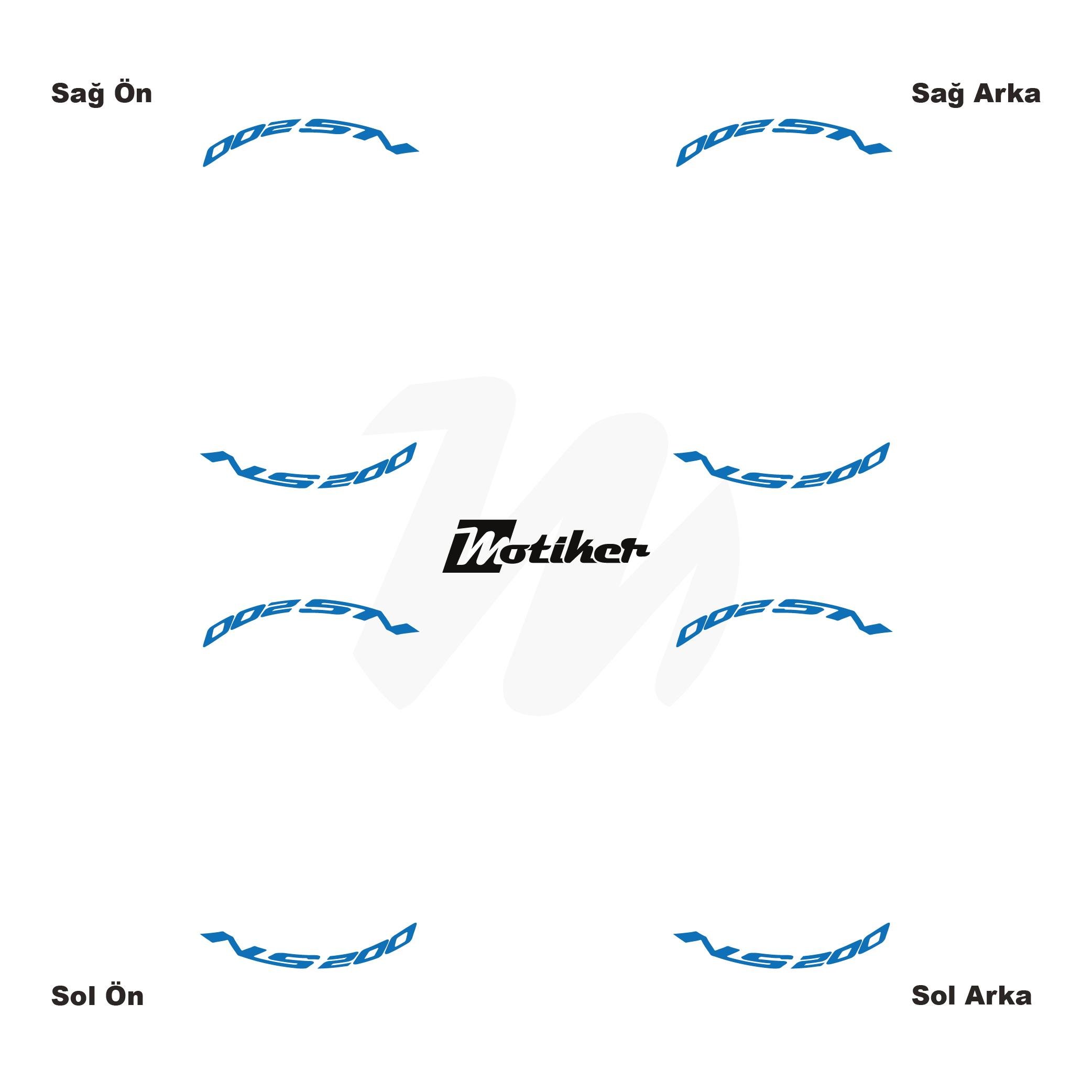 PULSAR NS 200Bajaj Pulsar NS 200 Yazılı 8 Li Jant İçi Yazı Sticker Mavi