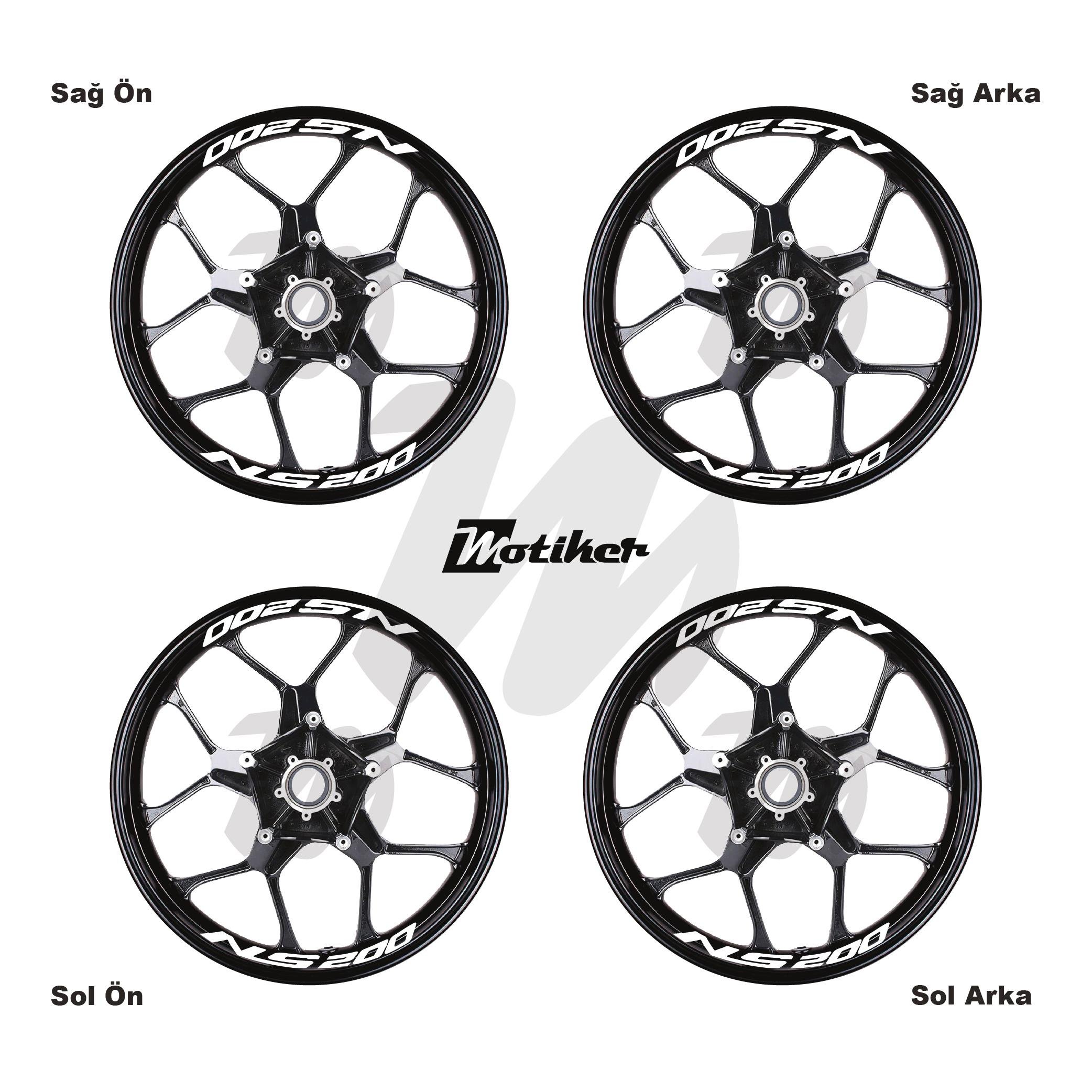 PULSAR NS 200Bajaj Pulsar NS 200 Yazılı 8 Li Jant İçi Yazı Sticker Beyaz