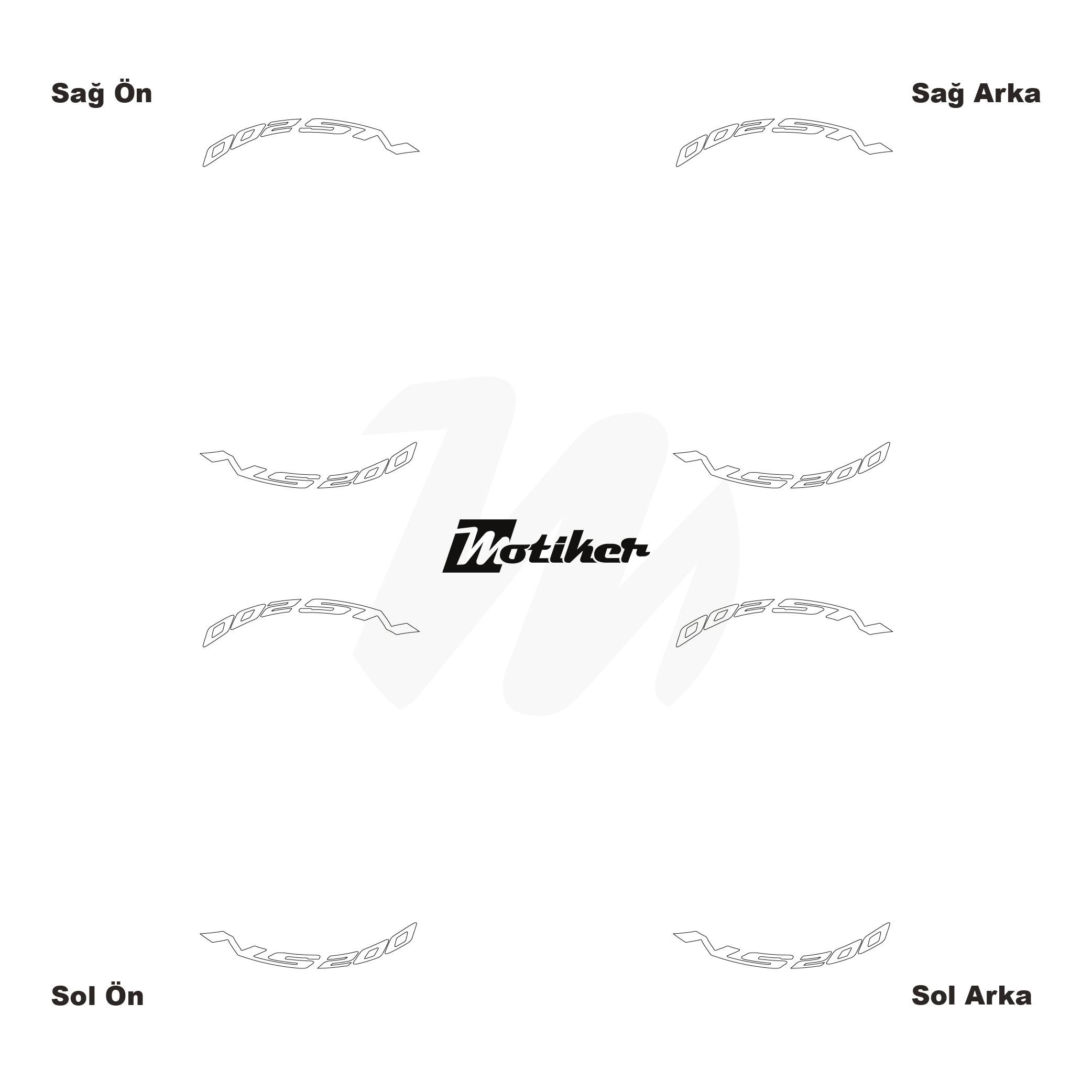 PULSAR NS 200Bajaj Pulsar NS 200 Yazılı 8 Li Jant İçi Yazı Sticker Beyaz