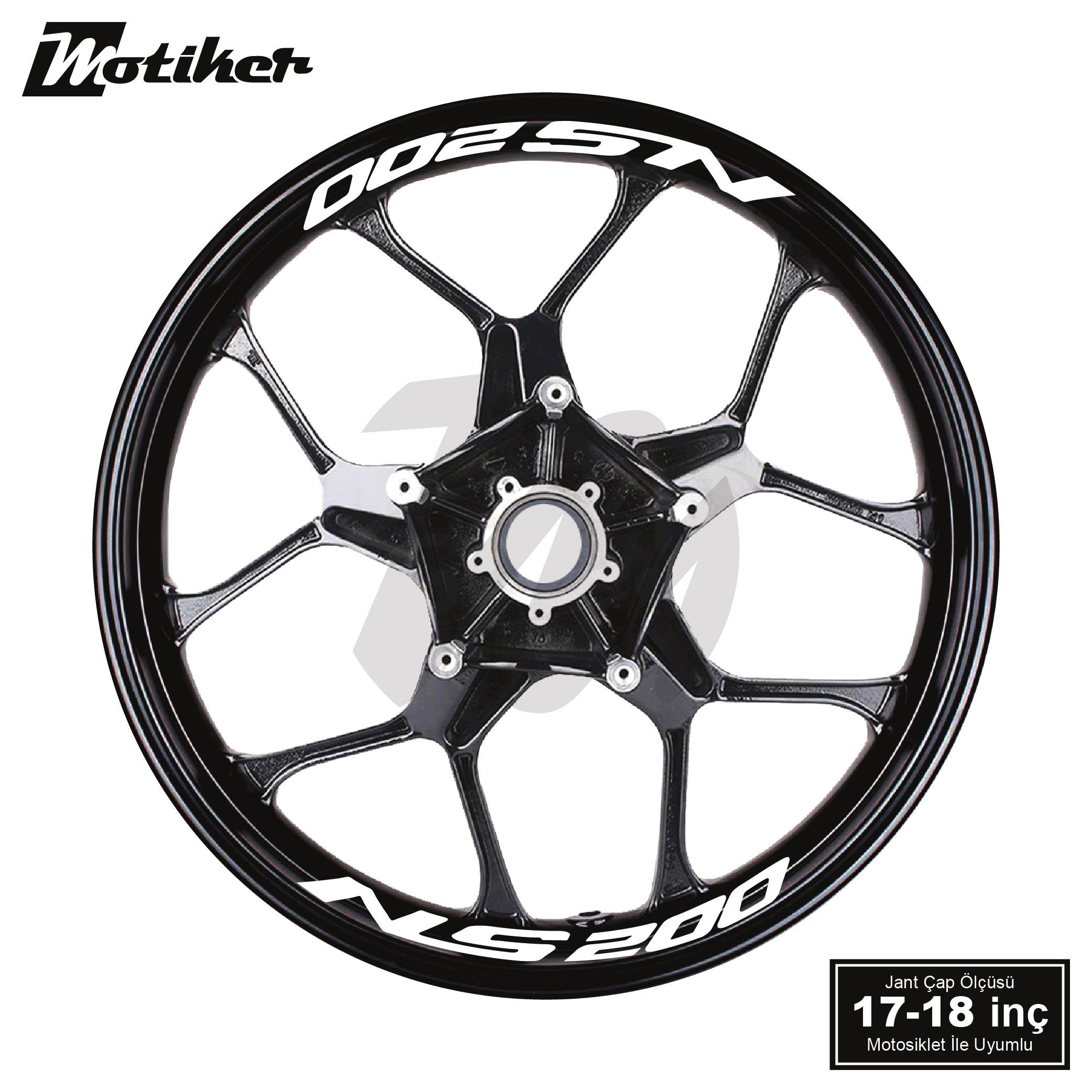 PULSAR NS 200Bajaj Pulsar NS 200 Yazılı 8 Li Jant İçi Yazı Sticker Beyaz