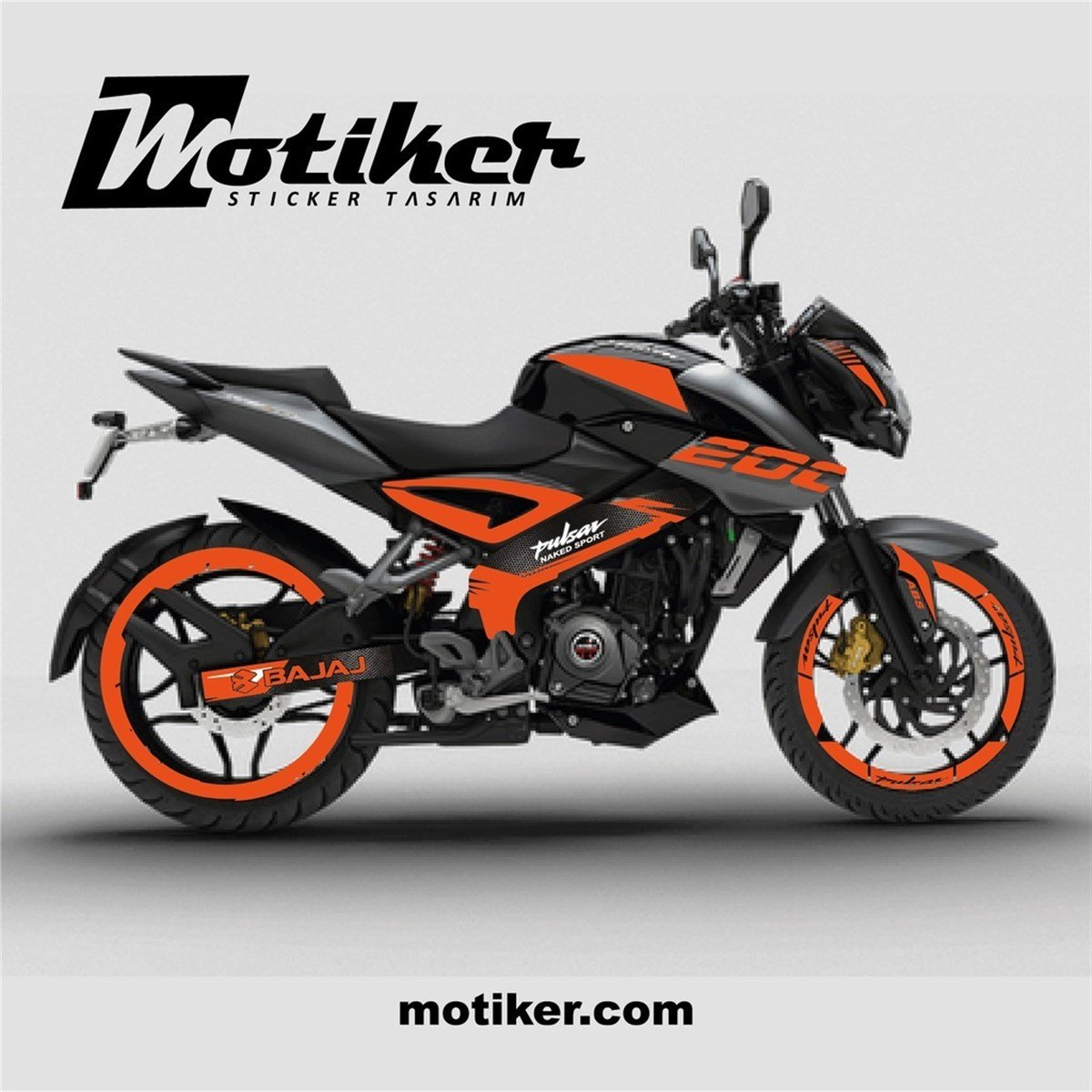 Bajaj Pulsar NS200 2020-2021 TURUNCU Sticker Takım Modeli