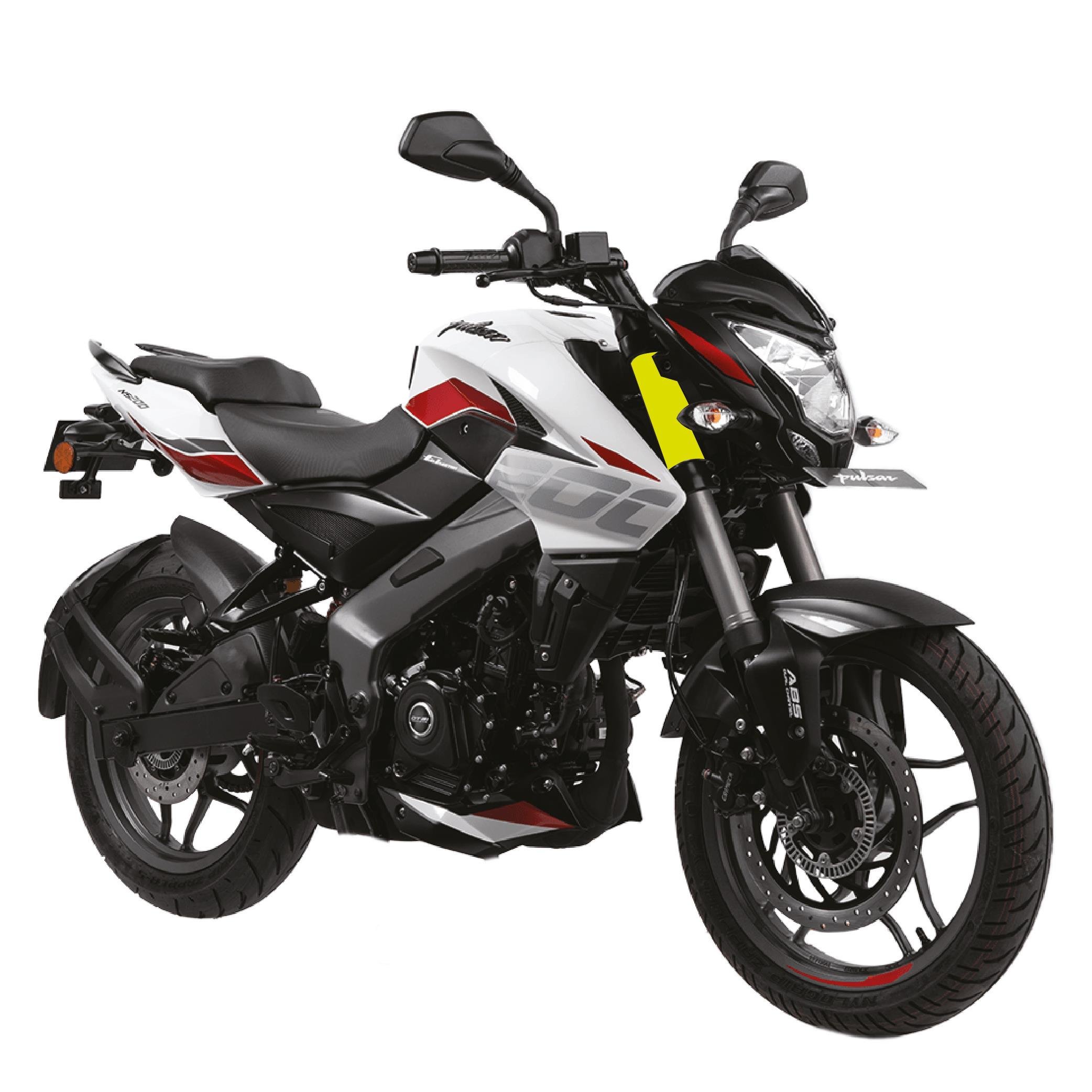 PULSAR NS 200Bajaj Pulsar NS200 Amortisör Maşa Neon Sarı (Yeşil) Kaplama Sticker Etiket Modeli
