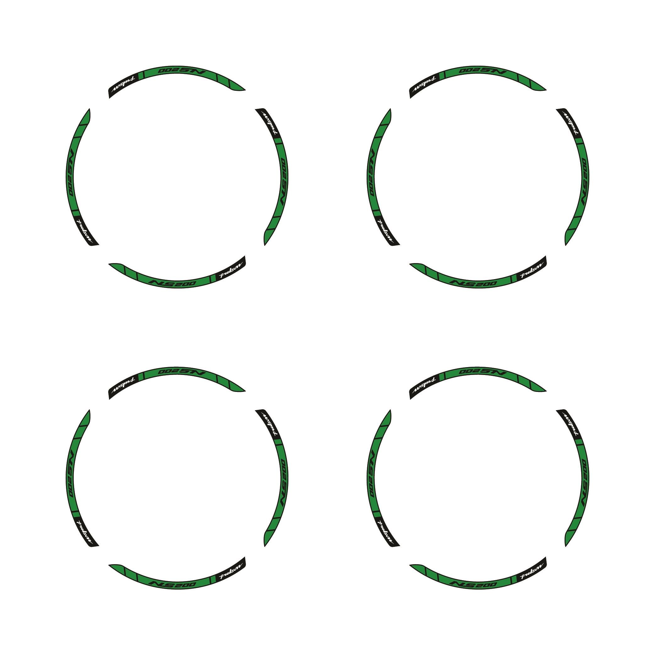 Bajaj Pulsar NS200 Baskılı Jant Dışı Şerit Motosiklet Sticker Etiket Modeli Yeşil 