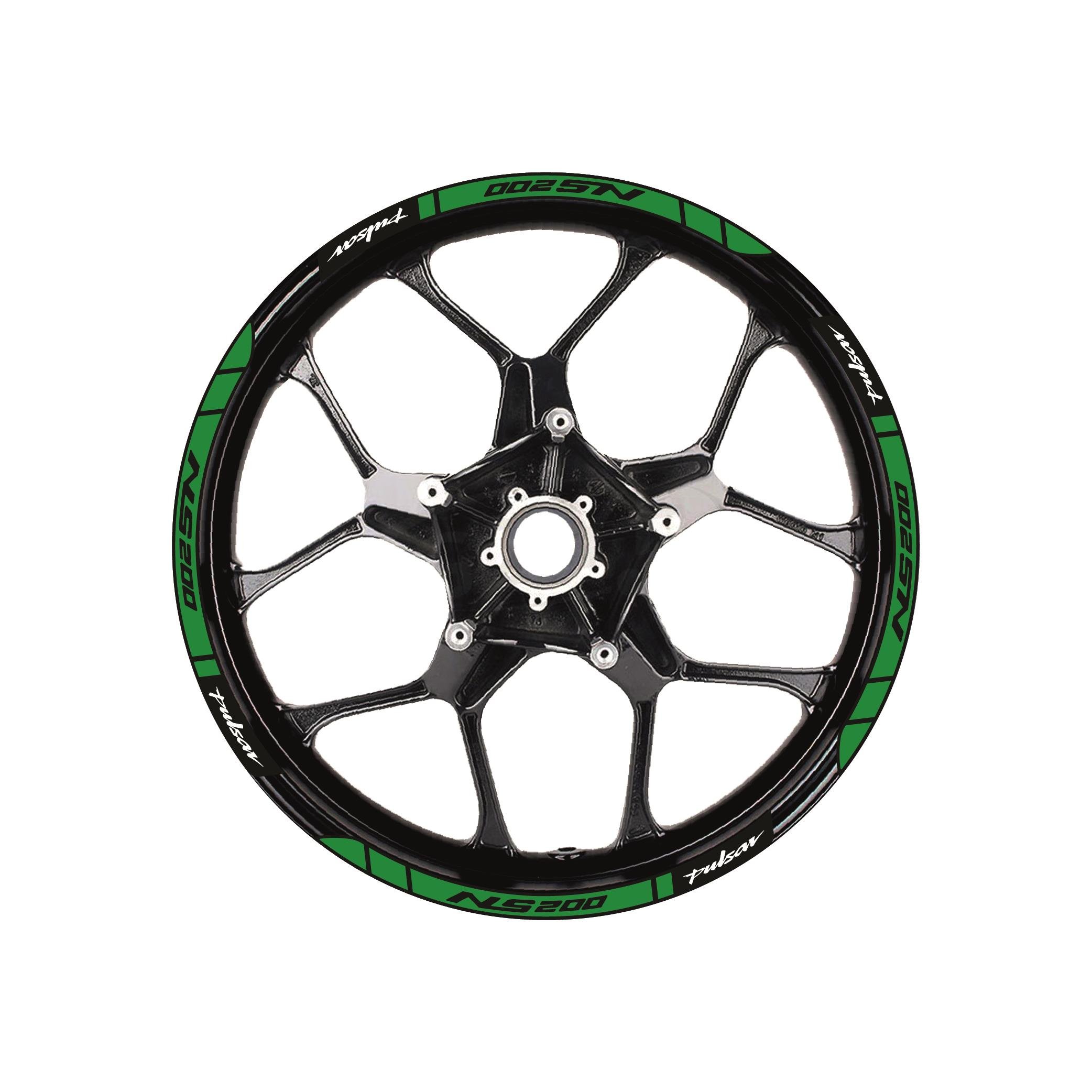 Bajaj Pulsar NS200 Baskılı Jant Dışı Şerit Motosiklet Sticker Etiket Modeli Yeşil 