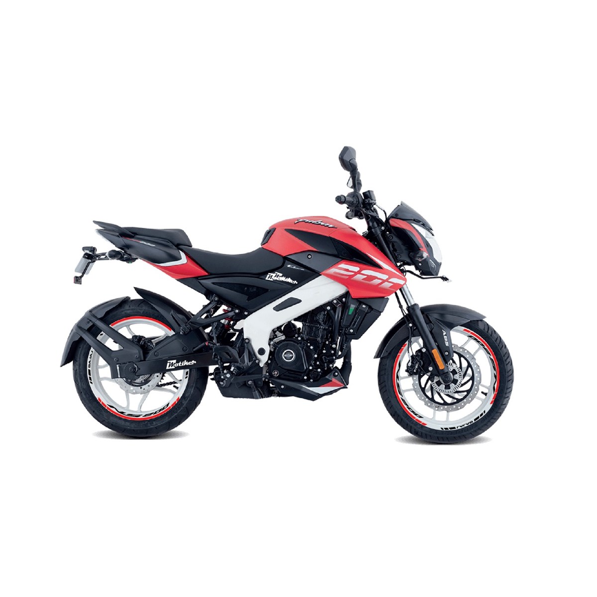 Bajaj Pulsar NS200 Kırmızı ve Siyah İç ve Dış Yazılı Jant Sticker Modeli