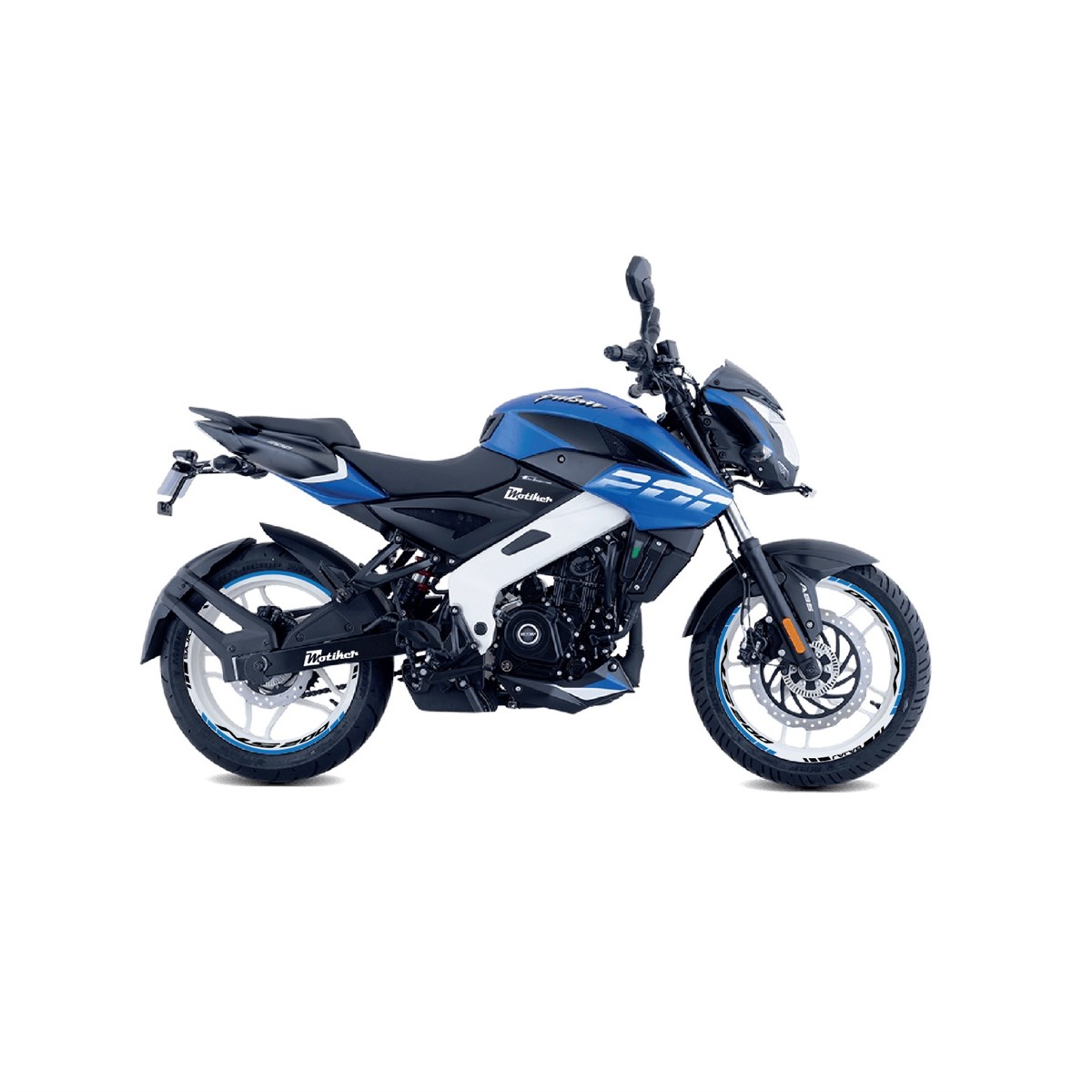 Bajaj Pulsar NS200 Mavi ve Siyah İç ve Dış Yazılı Jant Sticker Modeli