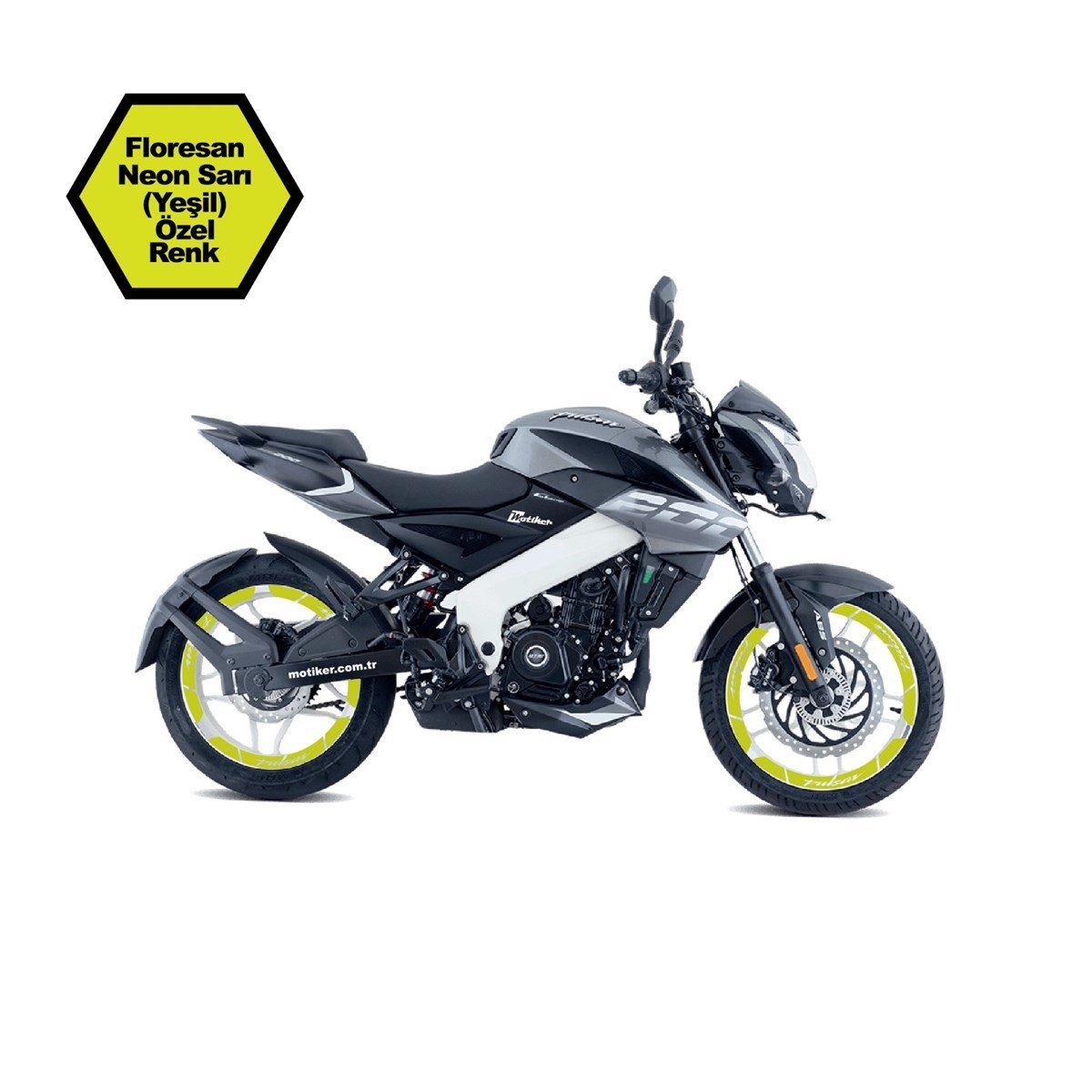 Bajaj Pulsar NS200 Neon Sarı İç Dış Yazili Jant Sticker Modeli