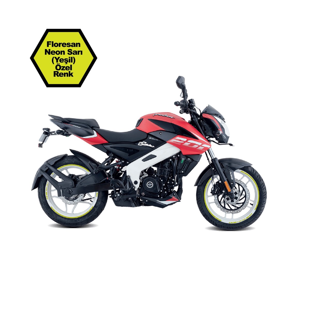 Bajaj Pulsar NS200 Neon Yeşil İç Dış Yazılı Jant Sticker Modeli