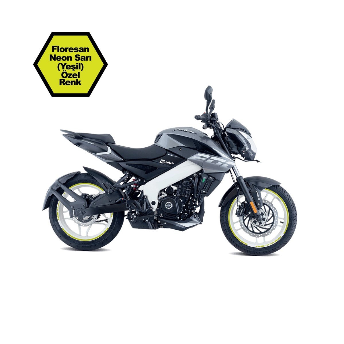 Bajaj Pulsar NS200 Neon Yeşil İç Dış Yazılı Jant Sticker Modeli