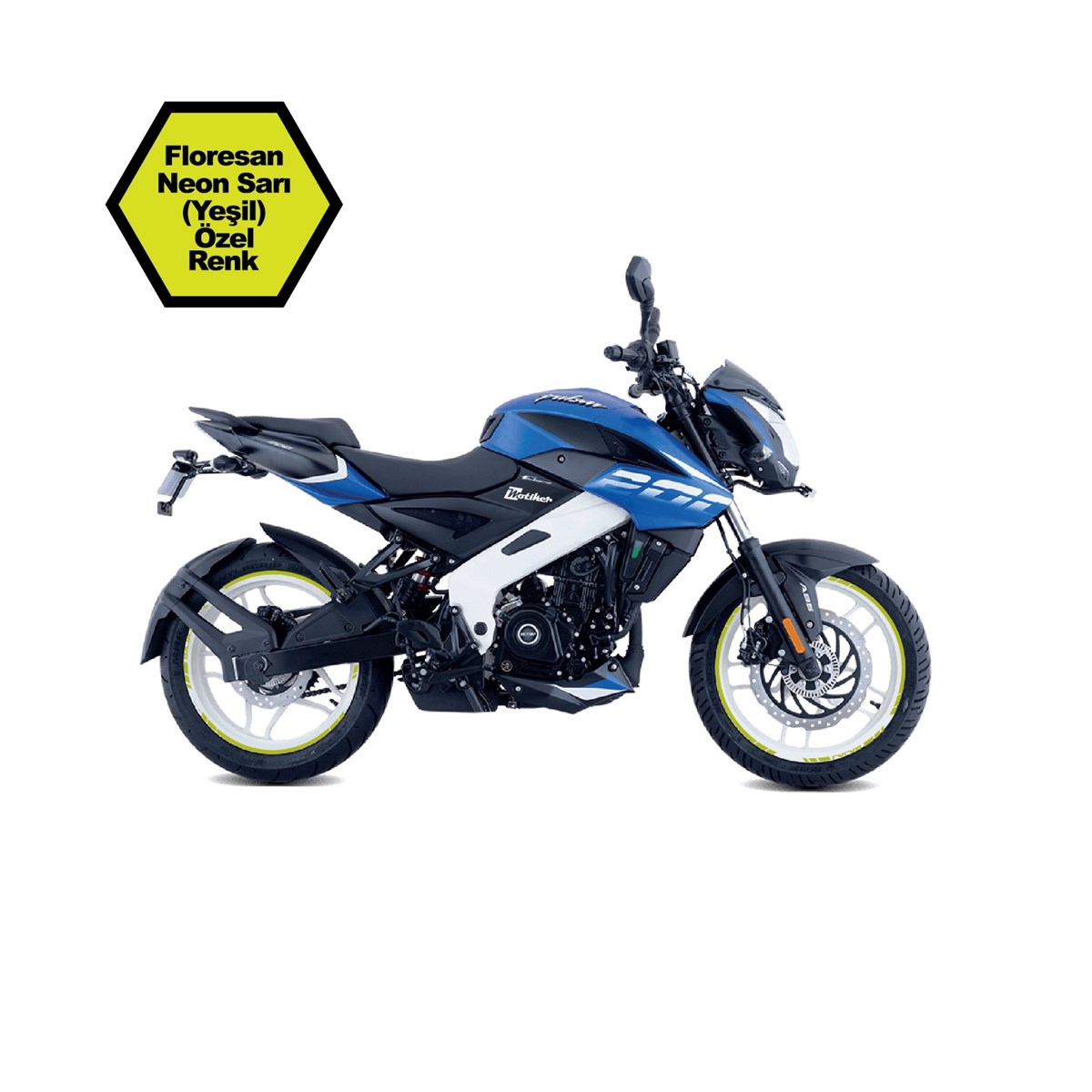 Bajaj Pulsar NS200 Neon Yeşil İç Dış Yazılı Jant Sticker Modeli