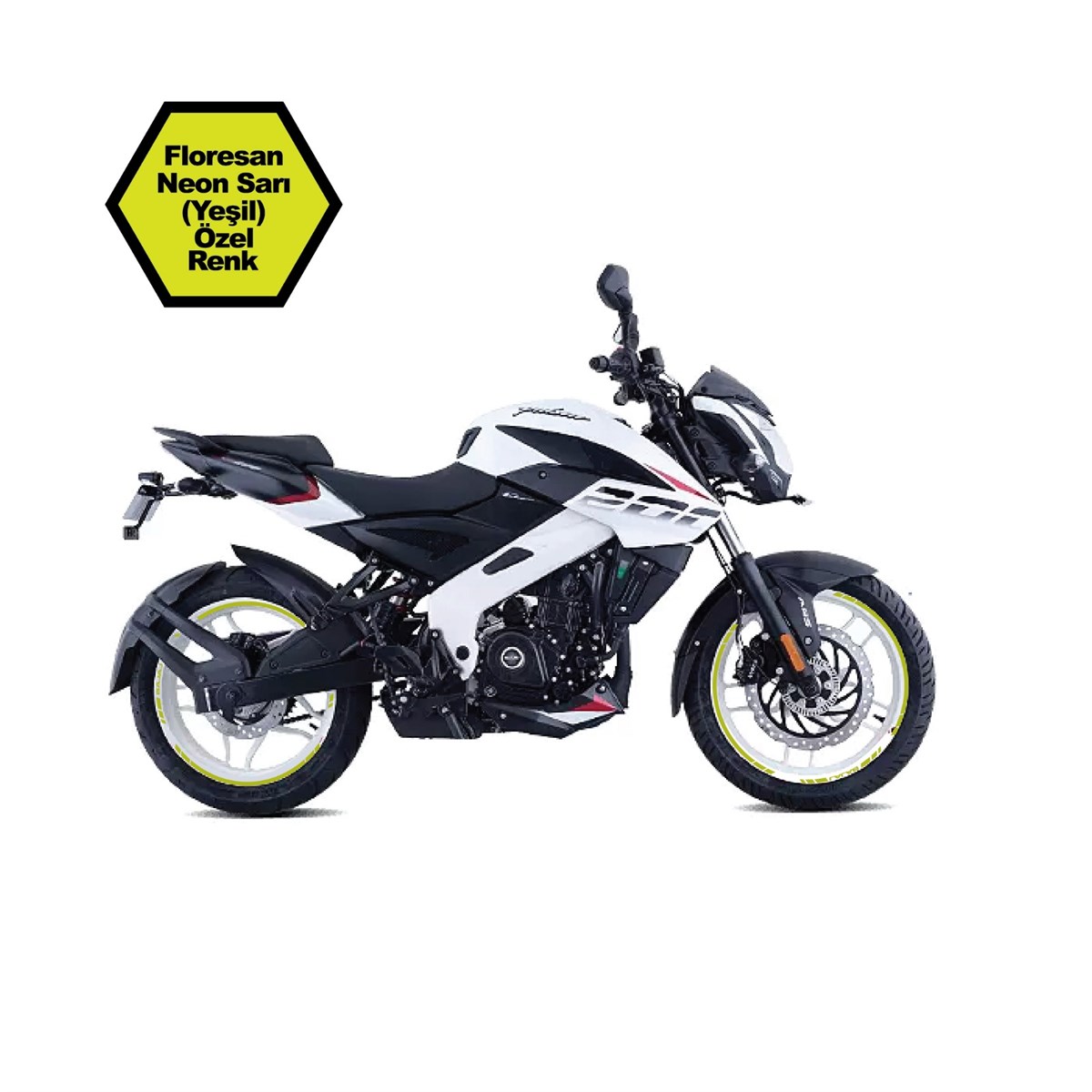 Bajaj Pulsar NS200 Neon Yeşil İç Dış Yazılı Jant Sticker Modeli