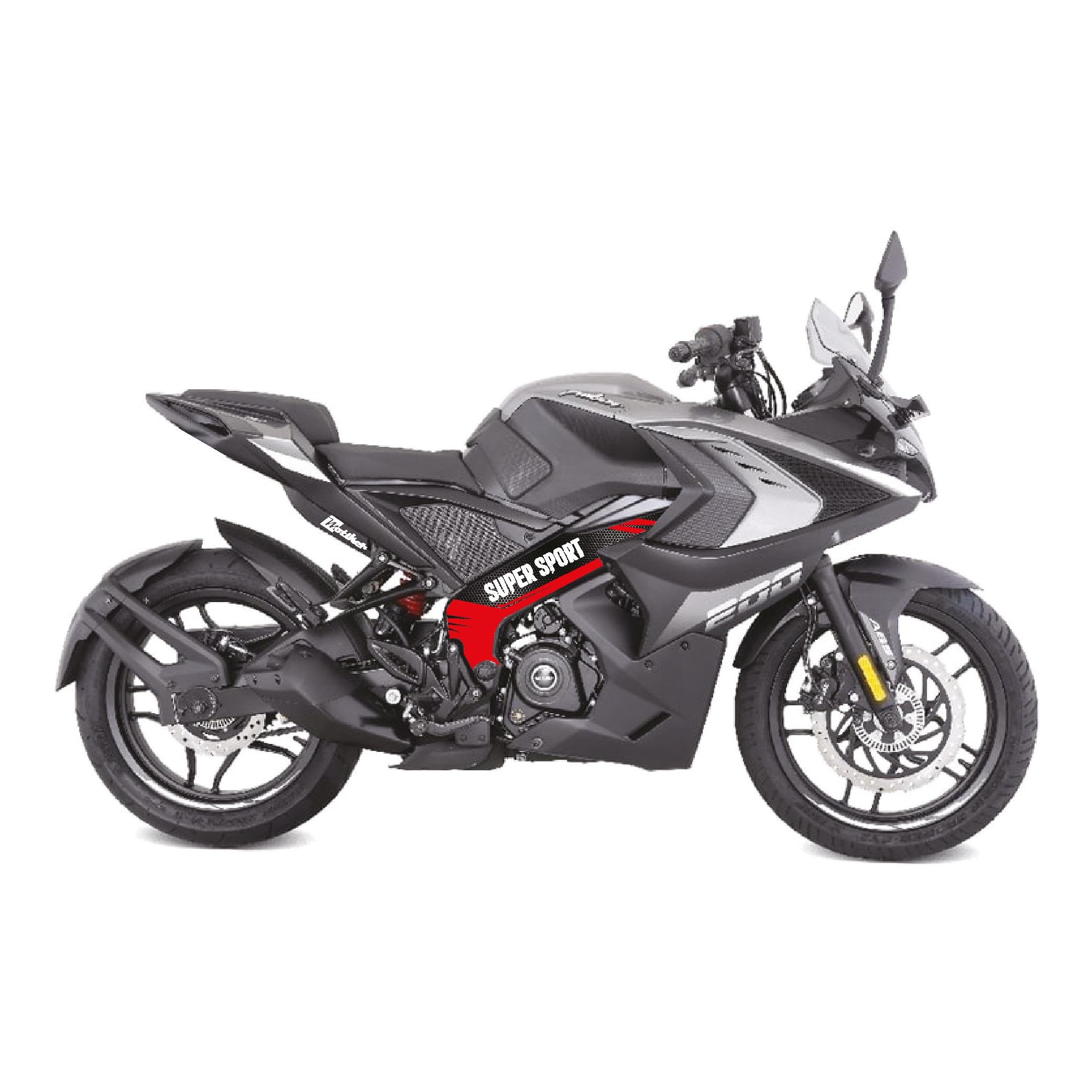 BAJAJ PULSAR RS200 Orta Şase Motosiklet Sticker Etiket Modeli Super Sport Kırmızı 
