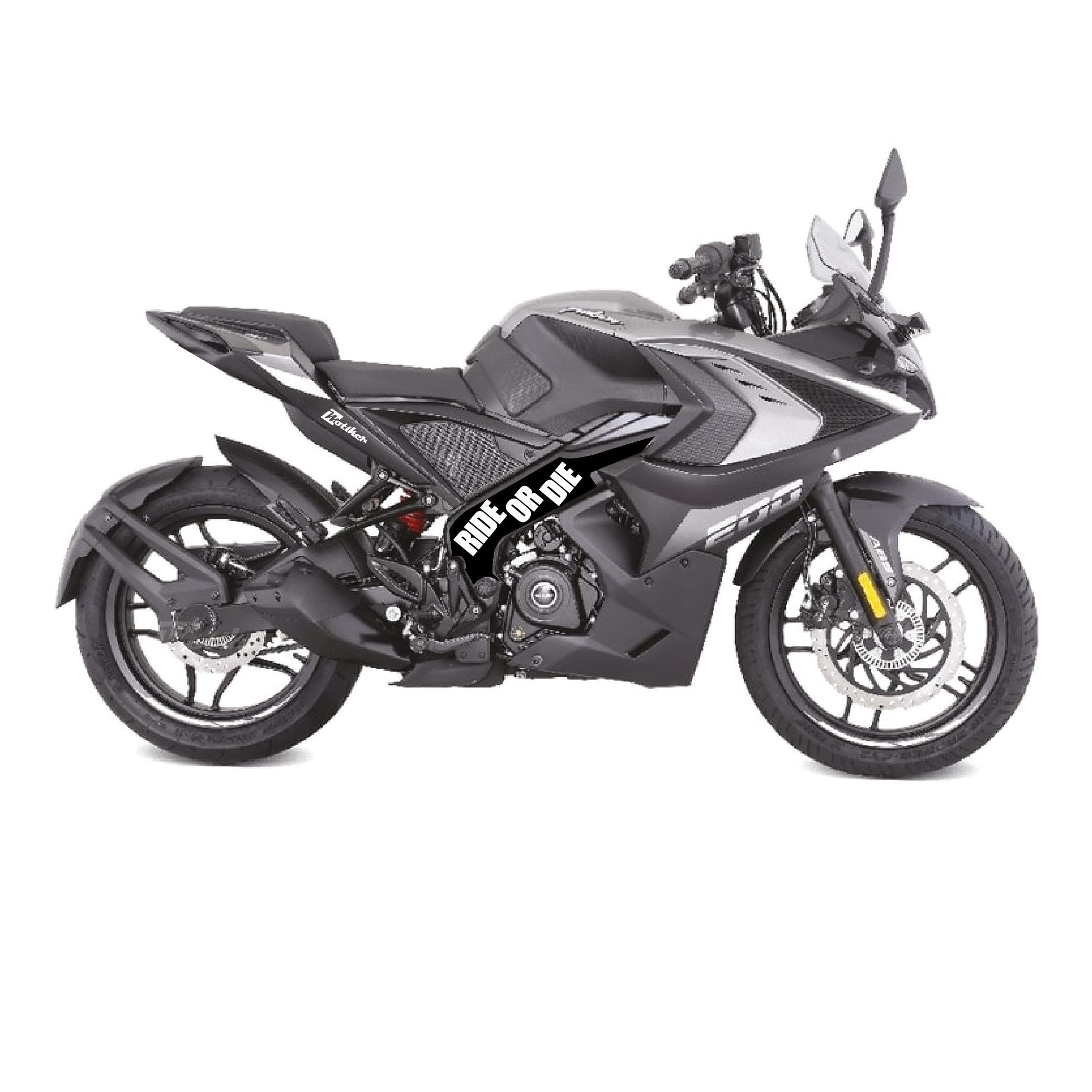 BAJAJ PULSAR RS200 Orta Şase Motosiklet Sticker Etiket Ride Or Die Beyaz