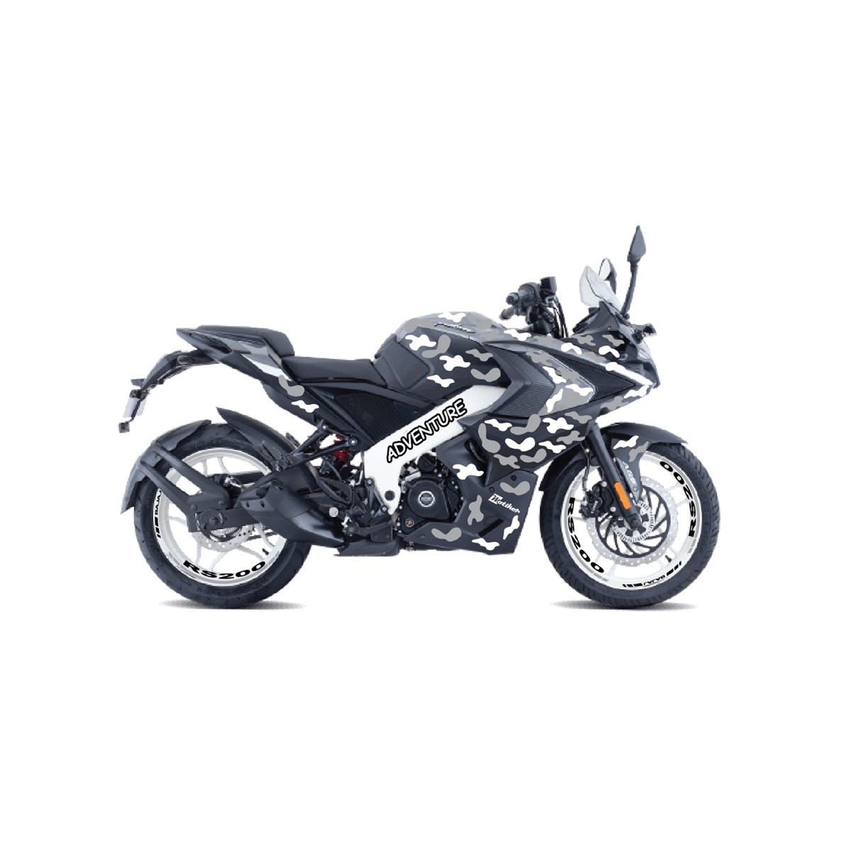 Bajaj RS200 Kamuflaj Parça Sticker Etiket Modelİ