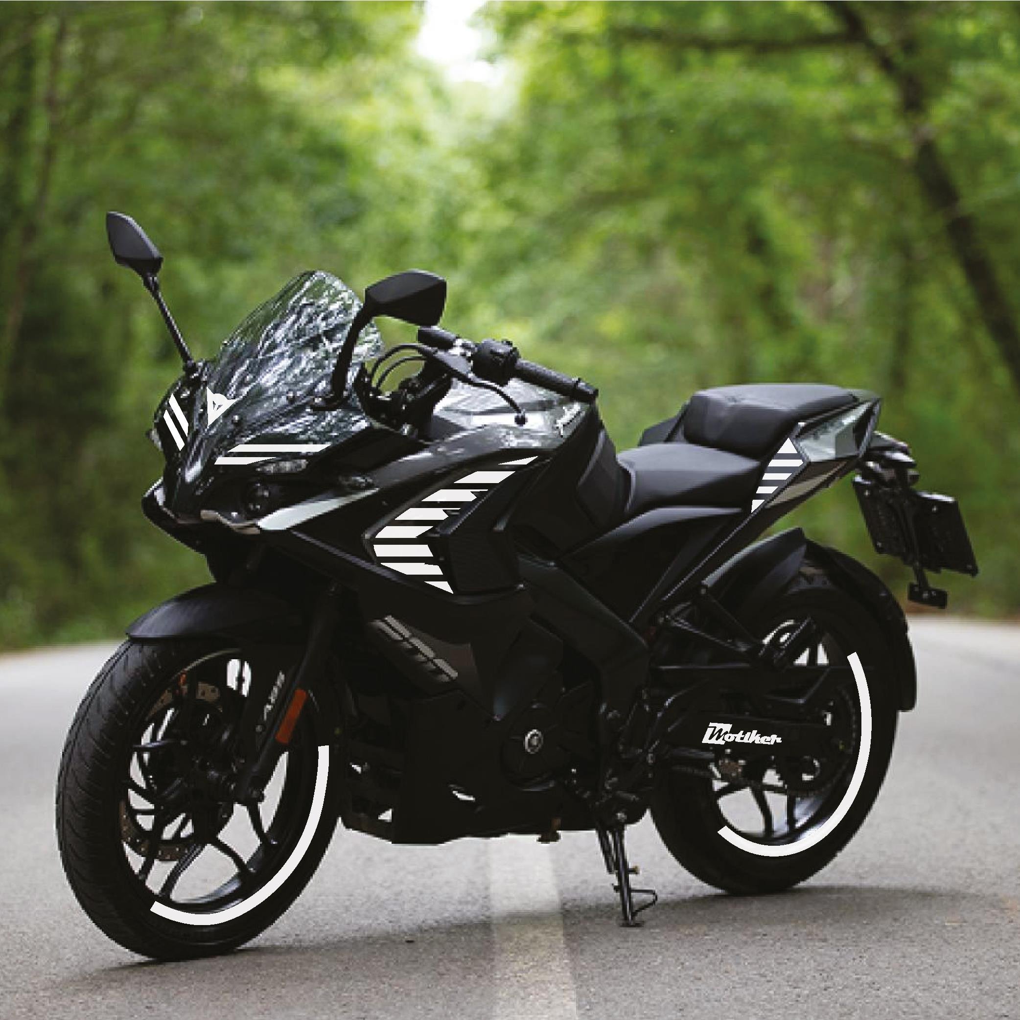 PULSAR RS 200Bajaj RS200 Kesikli Tek Renk Beyaz Motosiklet Sticker Etiket Takım Modeli
