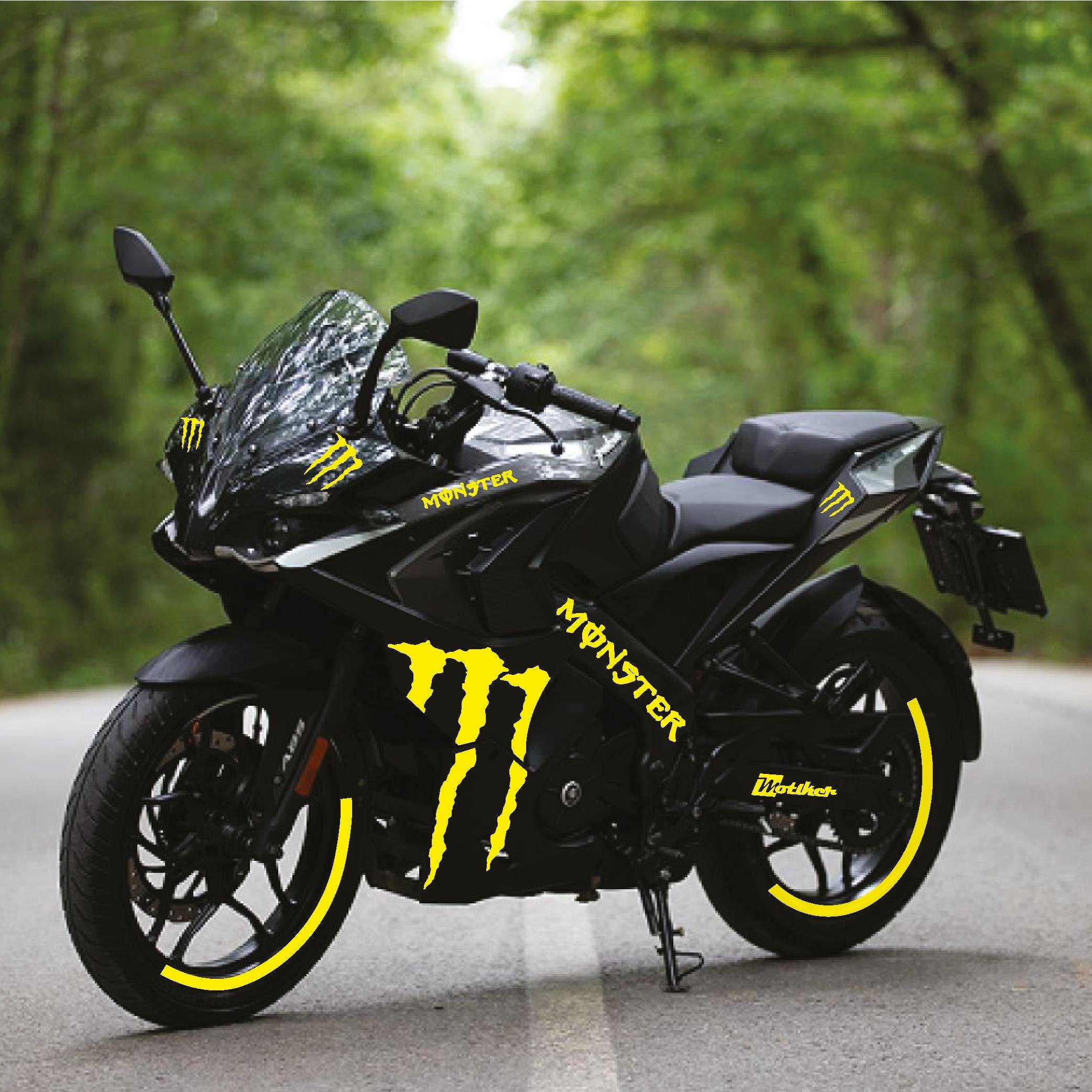 PULSAR RS 200Bajaj RS200 Monster Tek Renk Sarı Motosiklet Sticker Etiket Takım Modeli